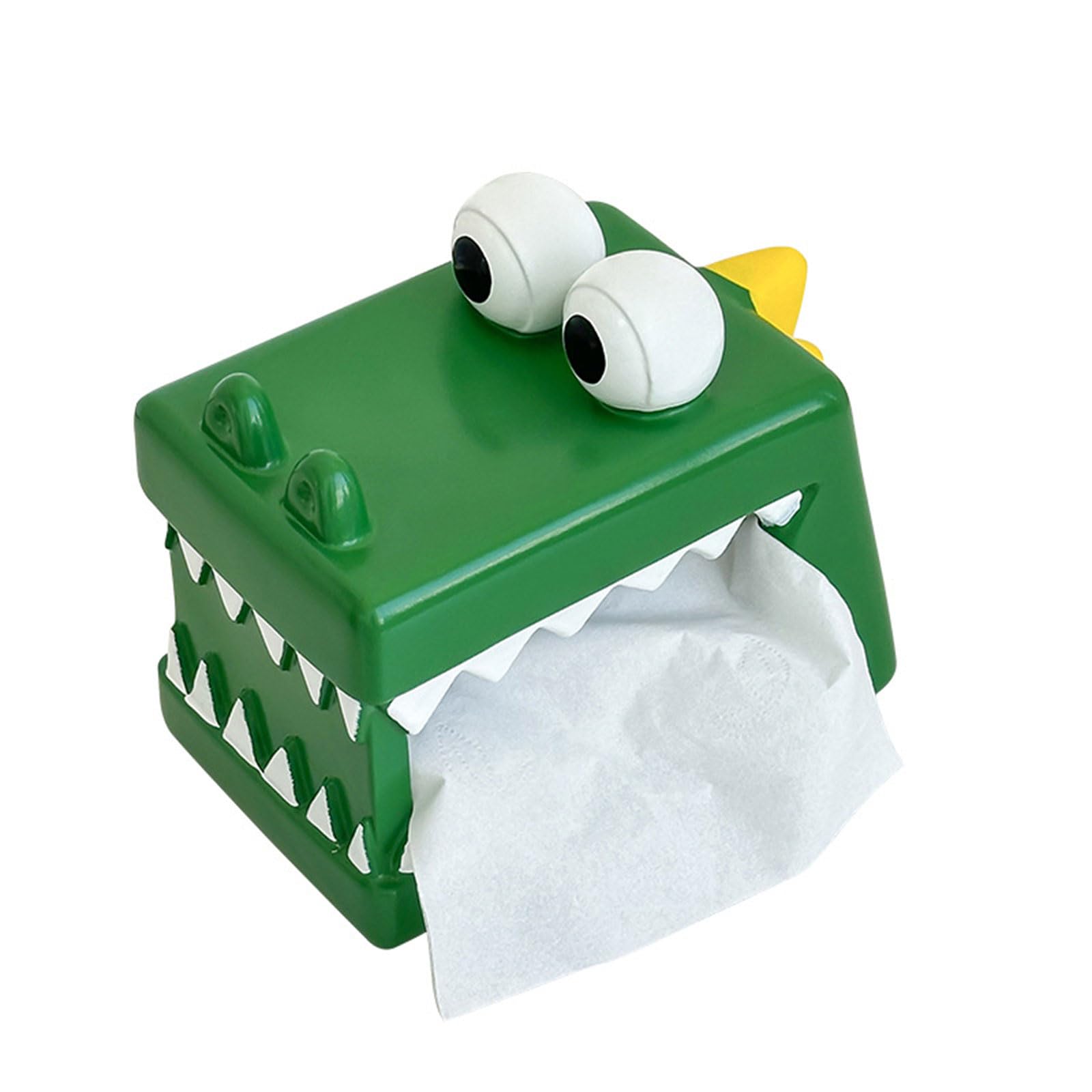 Mekalero Charm Alligators Face Tissue Case Sturdy Resin Construction Space Saving Decoration for Multiple Room Alligators Shape Tissue Box