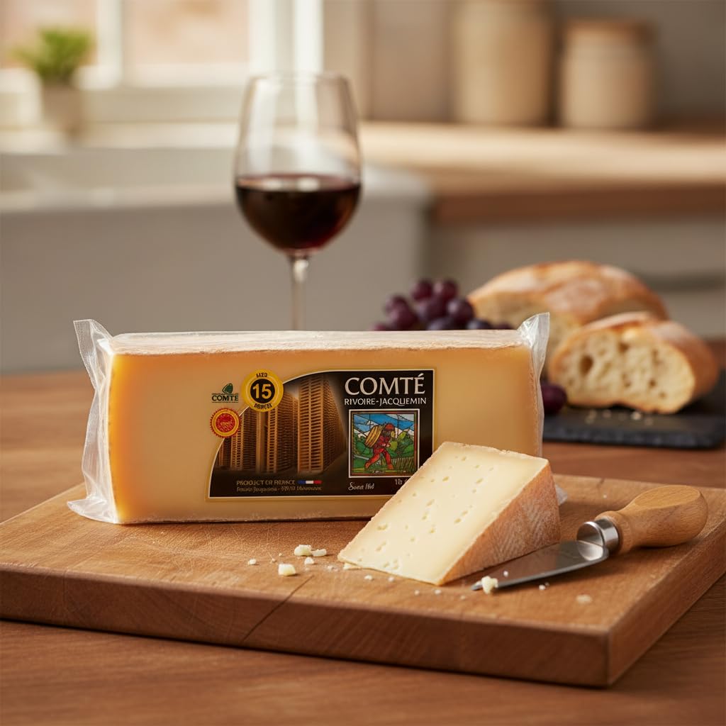 Queso Comté D.O.P. Curado 15 Meses - Pieza de 650g Envasada al Vacío - Queso Francés Artesanal de Leche Cruda de Vaca con Sabor Intenso y Tradicional - NEXU