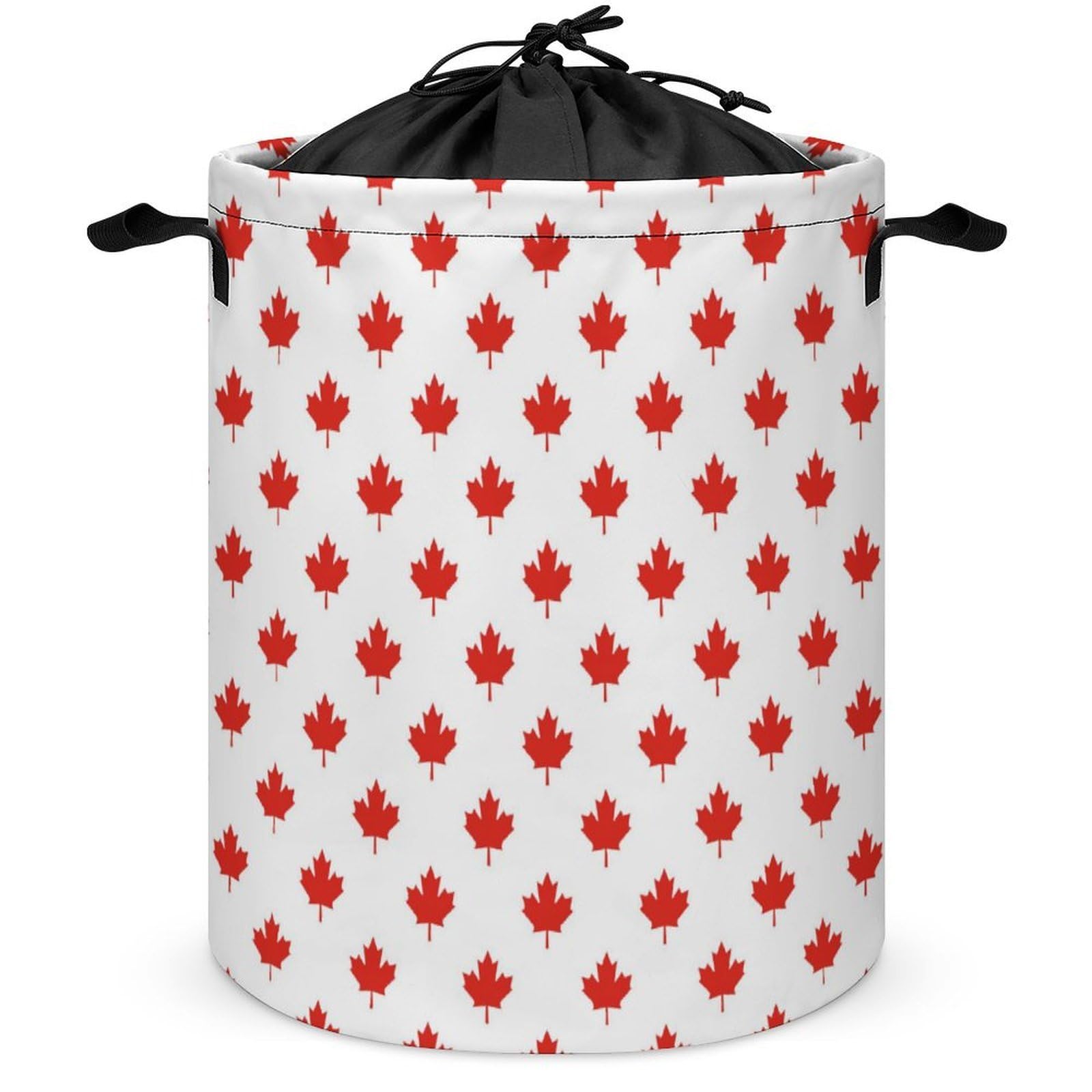 Qjjinxior Drawstring Laundry Hamper, Canadian Maple Leaf Laundry Basket, Washing Basket with Handle