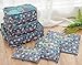 Hopsooken Travel Organizer Luggage Compression Pouches, Blue Flower (6-Piece Set)