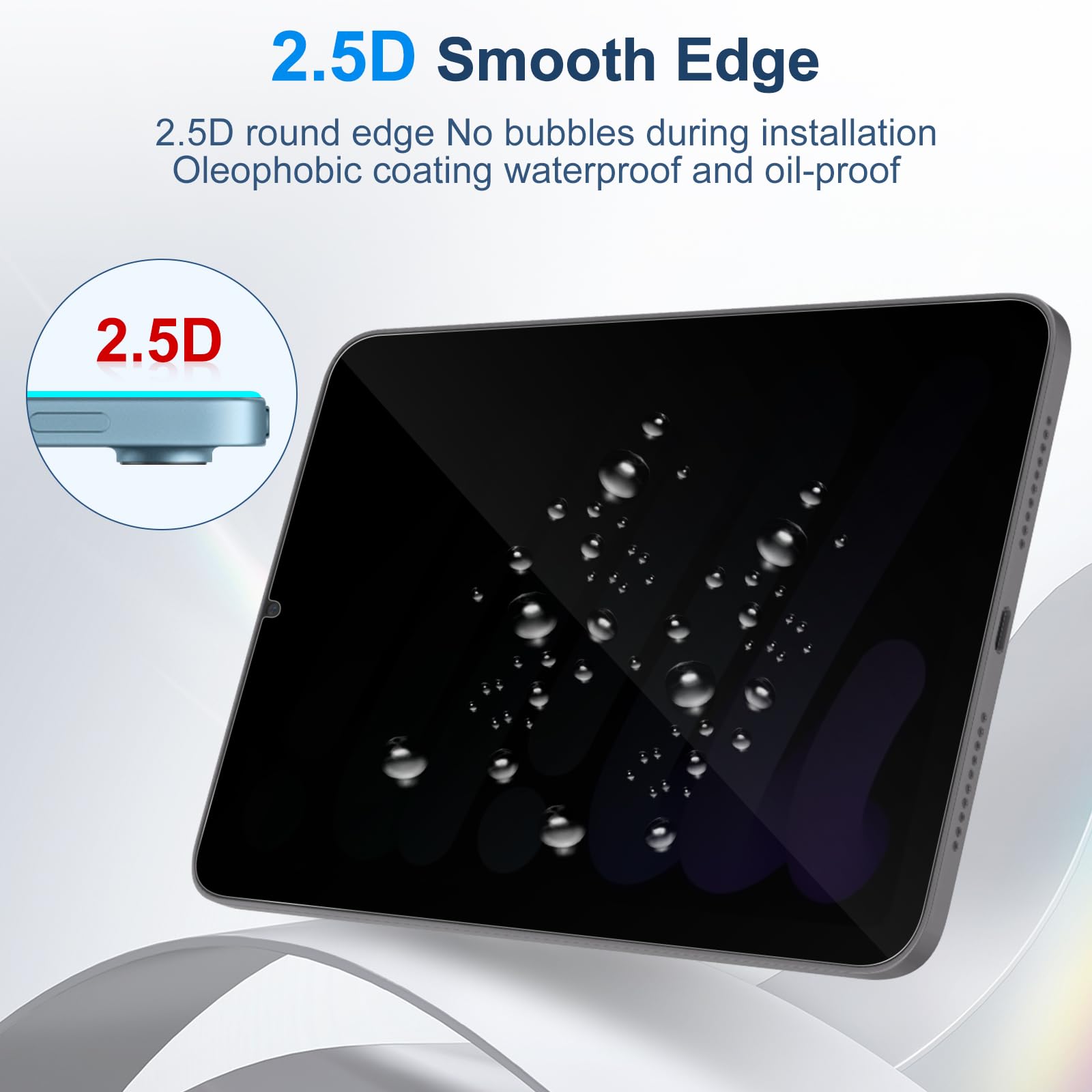 360° Privacy Pellicola Protettiva per iPad mini A17 Pro 2024/ mini 6 | 4 Vie Anti-Spia Pellicola in Vetro Temperato per iPad mini 7a Gen/ mini 6a Generazione 8,3 Pollici