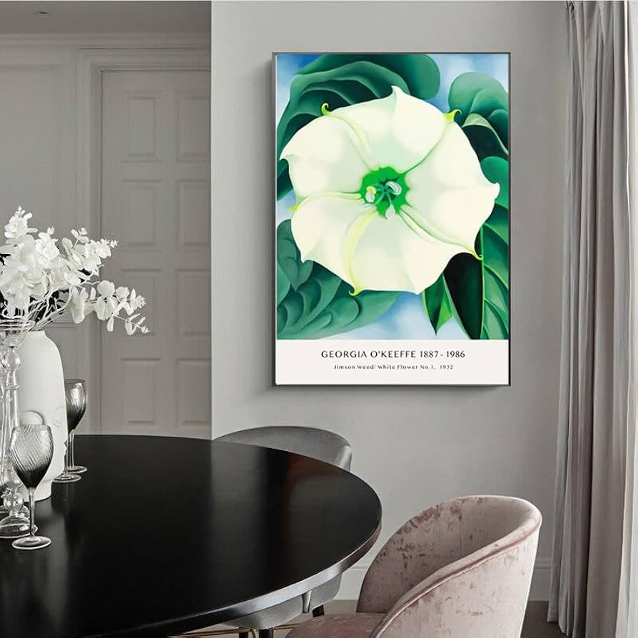 Amazon.co.jp: 有名なジョージアオキーフポスター白い花キャンバス