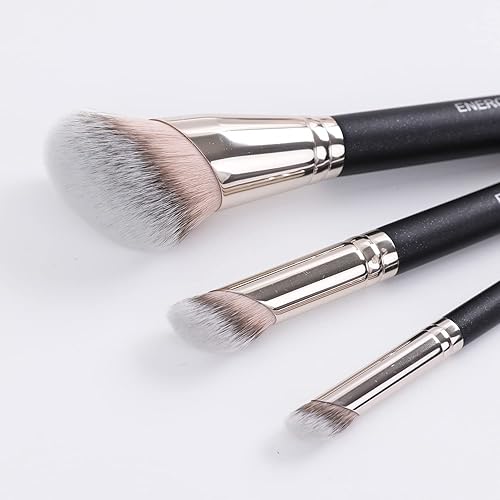 Miniatura 5 de ENERGY Brocha de base en ángulo, cepillo de contorno de mezcla impecable para líquidos, crema y polvo, cerdas suaves y densas, brocha de maquillaje