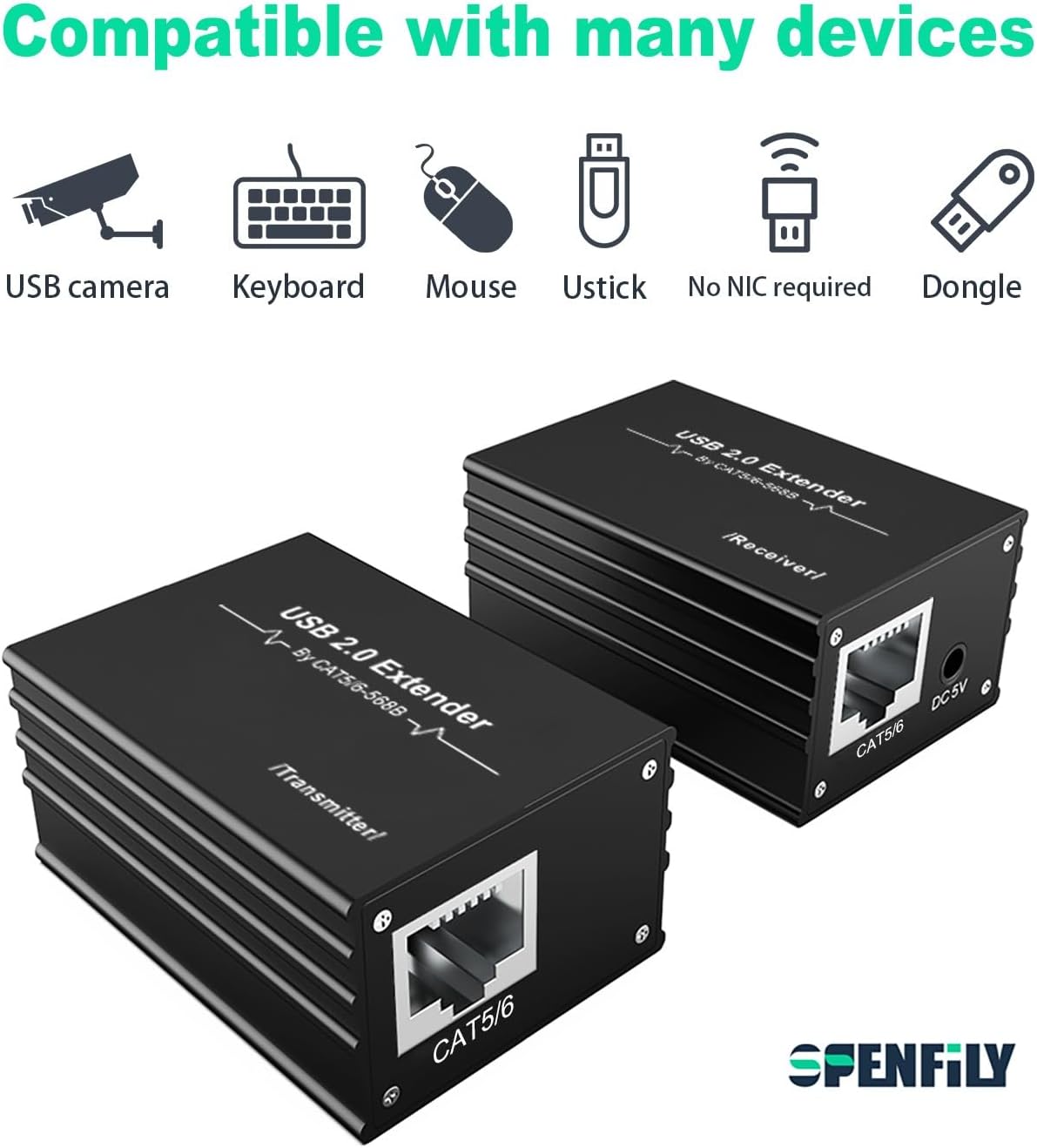 USB Extender 70m Extension -Signal Amplifier 2 Ports USB2.0 to RJ45 Network Extender