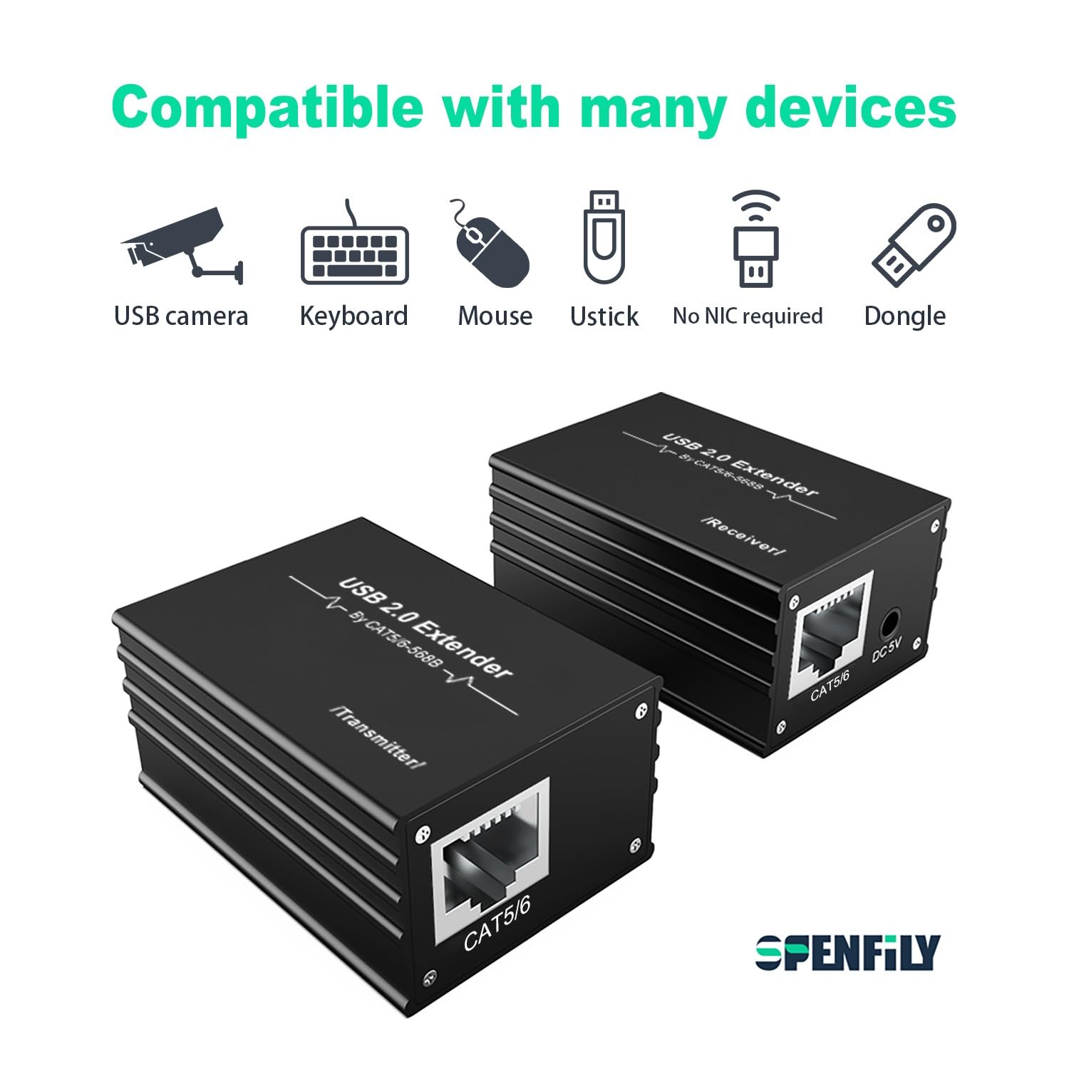Estensore USB 2.0 su RJ45 - Supporta tutti i sistemi operativi Cat5e/6 fino a 250 piedi - 1 porta USB 2.0
