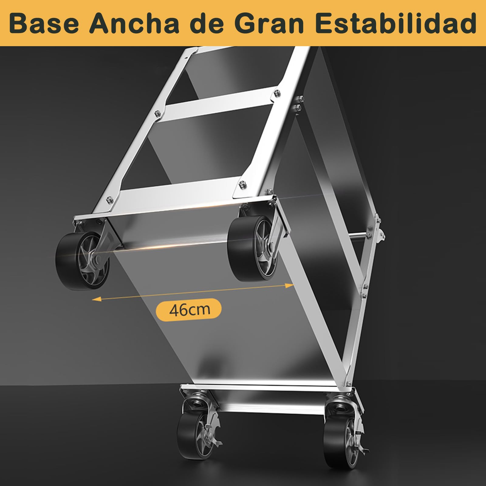Carro de Taller de Acero Inoxidable, 3 Niveles Carro de Trabajo con Ruedas y 500 kg de Capacidad de Carga, Carro de Taller Profesional, Carro de Servicio para Garaje, Taller, Cocina, 78 x 46 x 92 cm