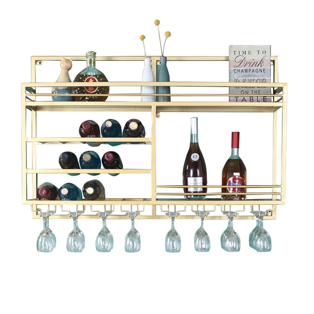 Porte-bouteilles muraux avec porte-verres étagère murale cuisine métal 100cm