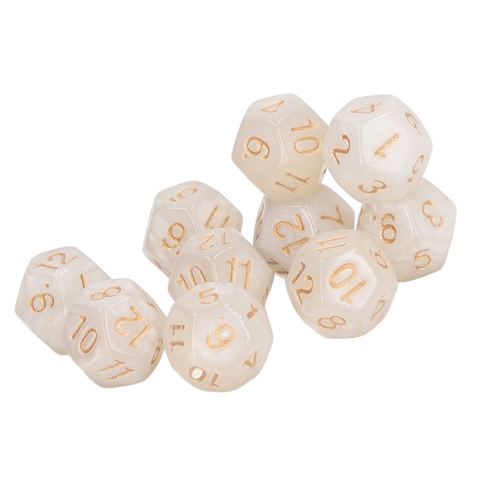 12 Sided Dice Dice for Teaching,40pcs Polyhedral Dice Clear Numbers Waterproof Prevent Oxidation 12 Sided Dice Set for Game Teaching (White)