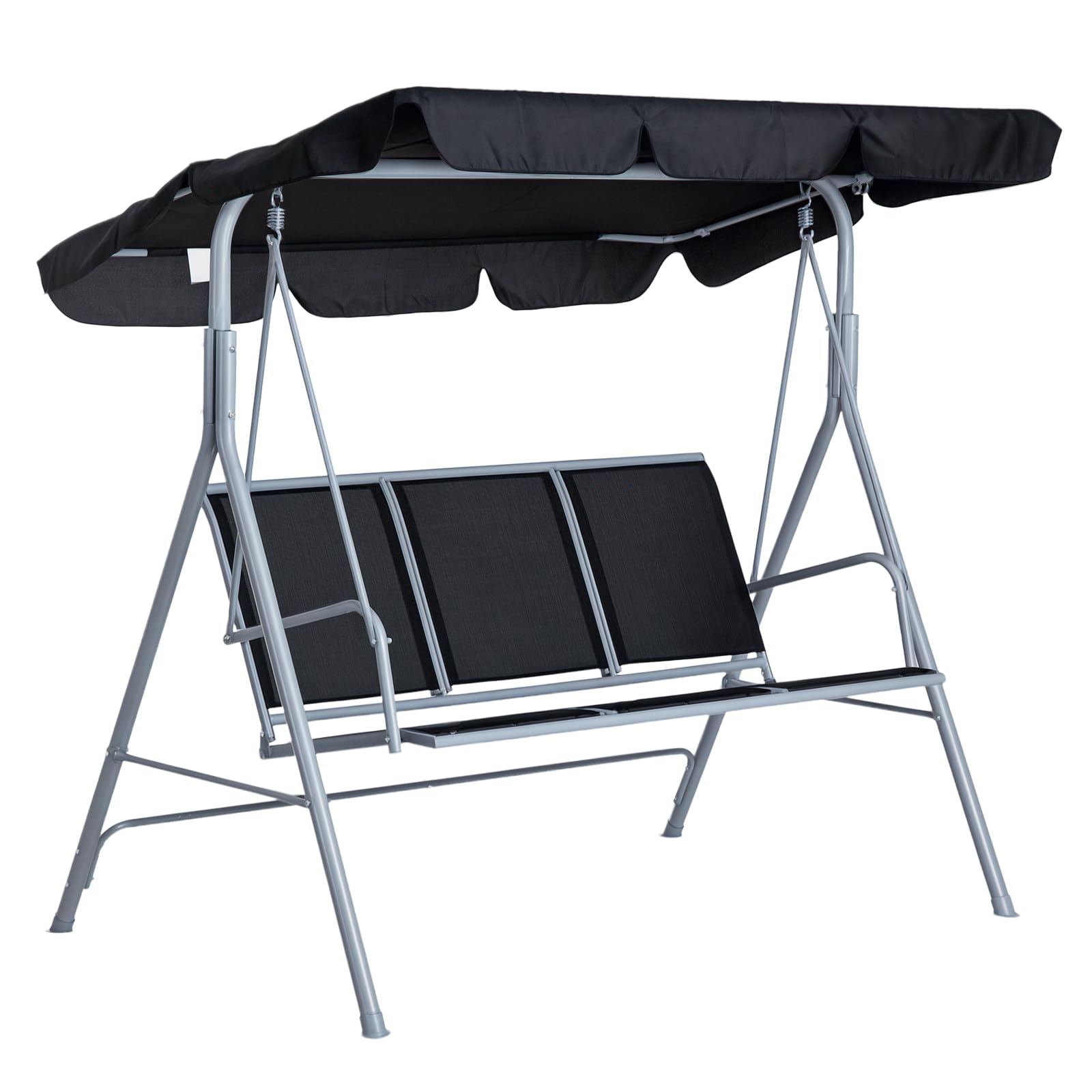 Outsunny Black Boston Garden Swing Bench Hammock 3 Seater