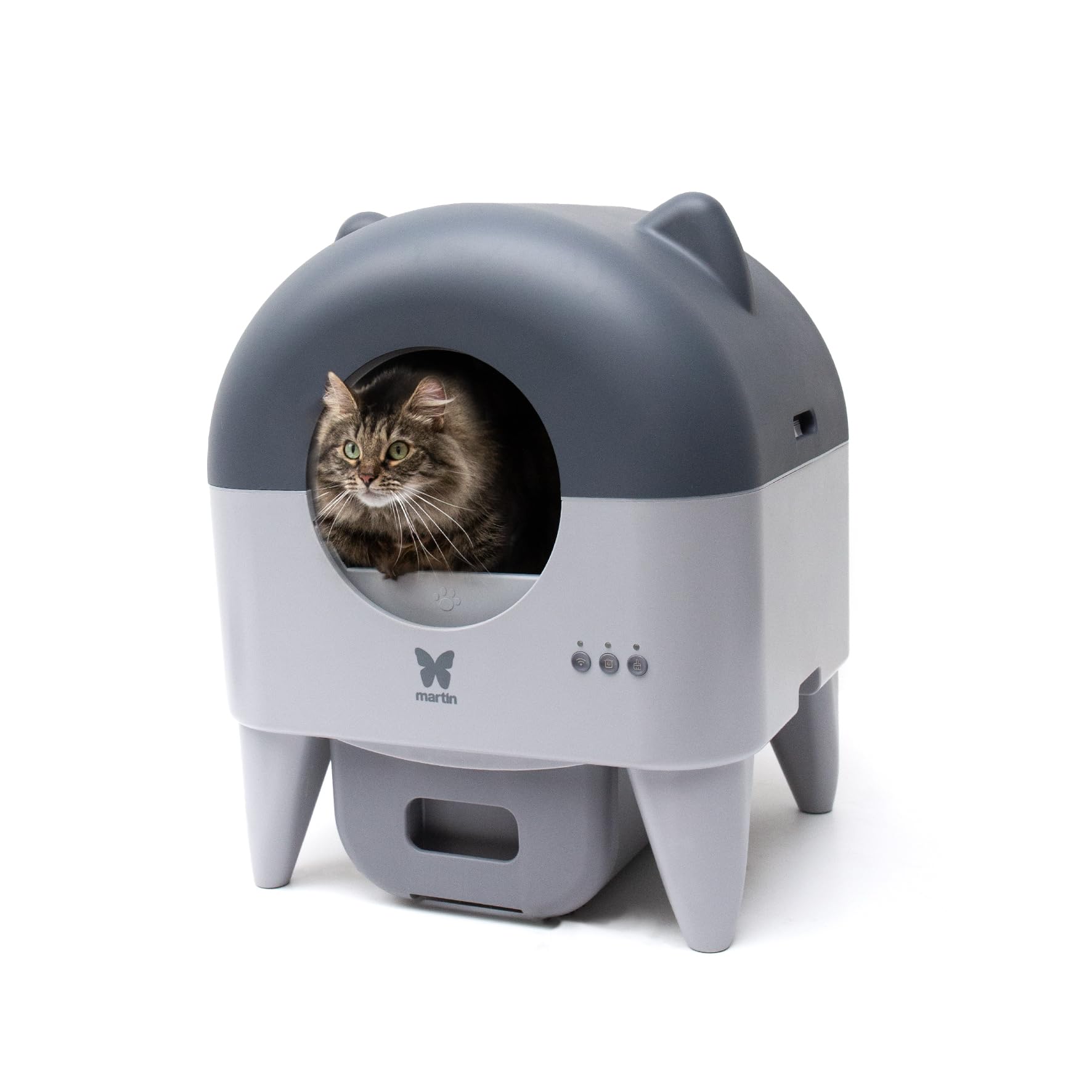 Martin Sellier Automatisches Katzenstreu, 76 l, intelligente Reinigung, Steuerung über App, Sicherheitssensoren, sehr leise (40 dB), mehrere Katzen, modernes LED-Design
