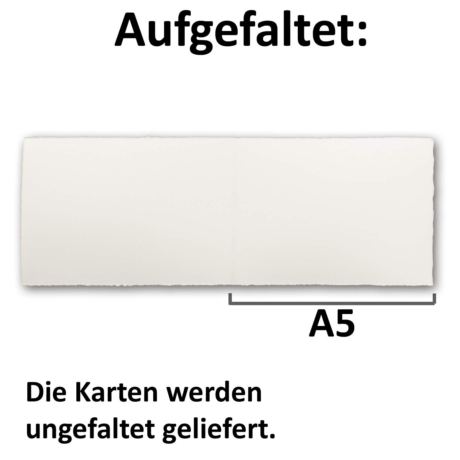 NEUSER PAPIER 100 x kartki składane DIN A5 vintage, papier czerpany, 148 x 210 mm – podwójne, białe (naturalna biel) 250 g - powierzchnia Vellum