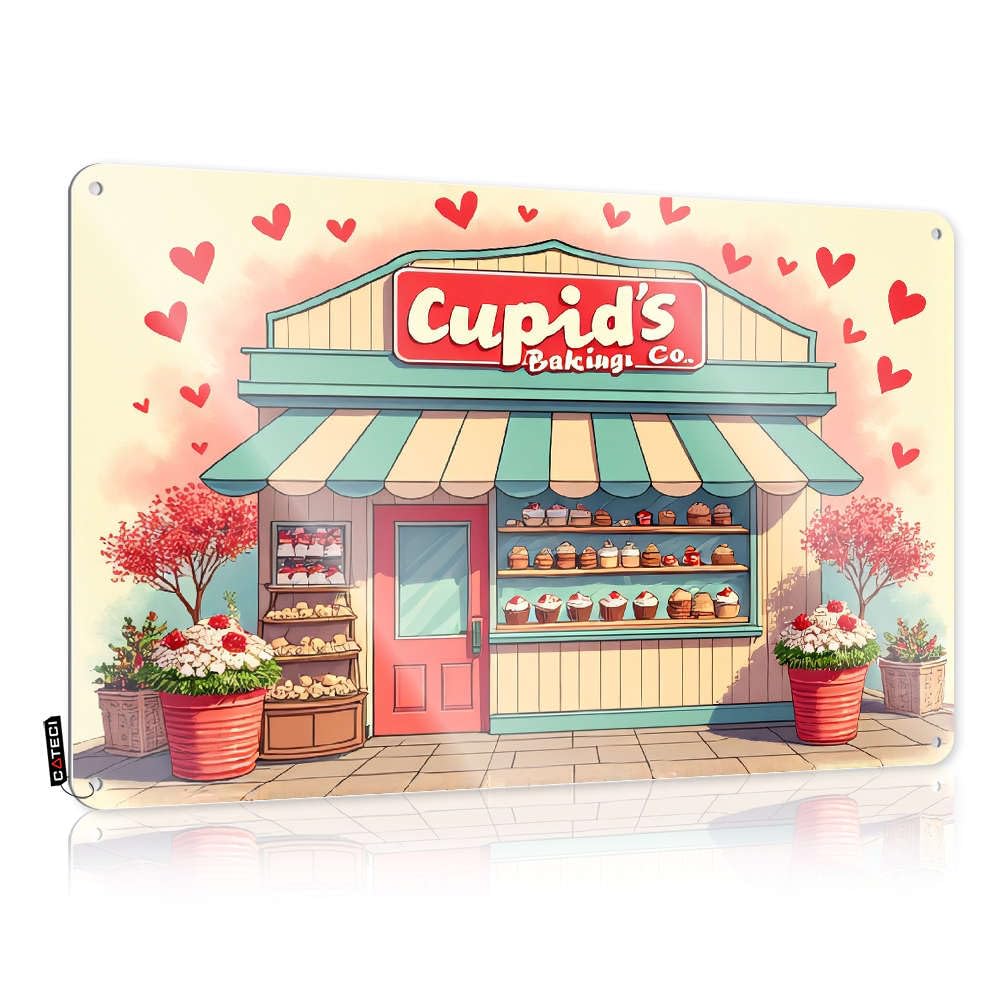 Sweet Awesome Tin Sign - Cupid's Baking Co. Cupcakes Love Heart Shop Rustic Wall Art Accessories Easy Hang For Mountain(20X30CM)
