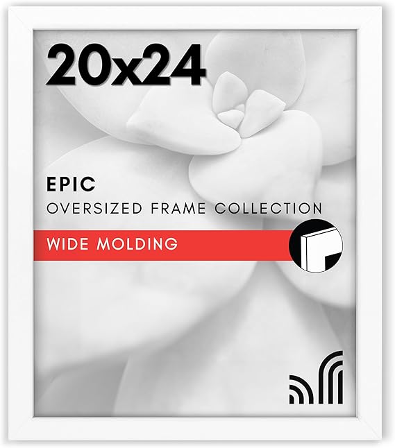 Americanflat 20x24 Picture Frame with Polished Plexiglass - White Picture Frame - Wide Photo Frames Made of Engineered Wood for Vertical or Horizontal Wall Display - Epic Collection - White