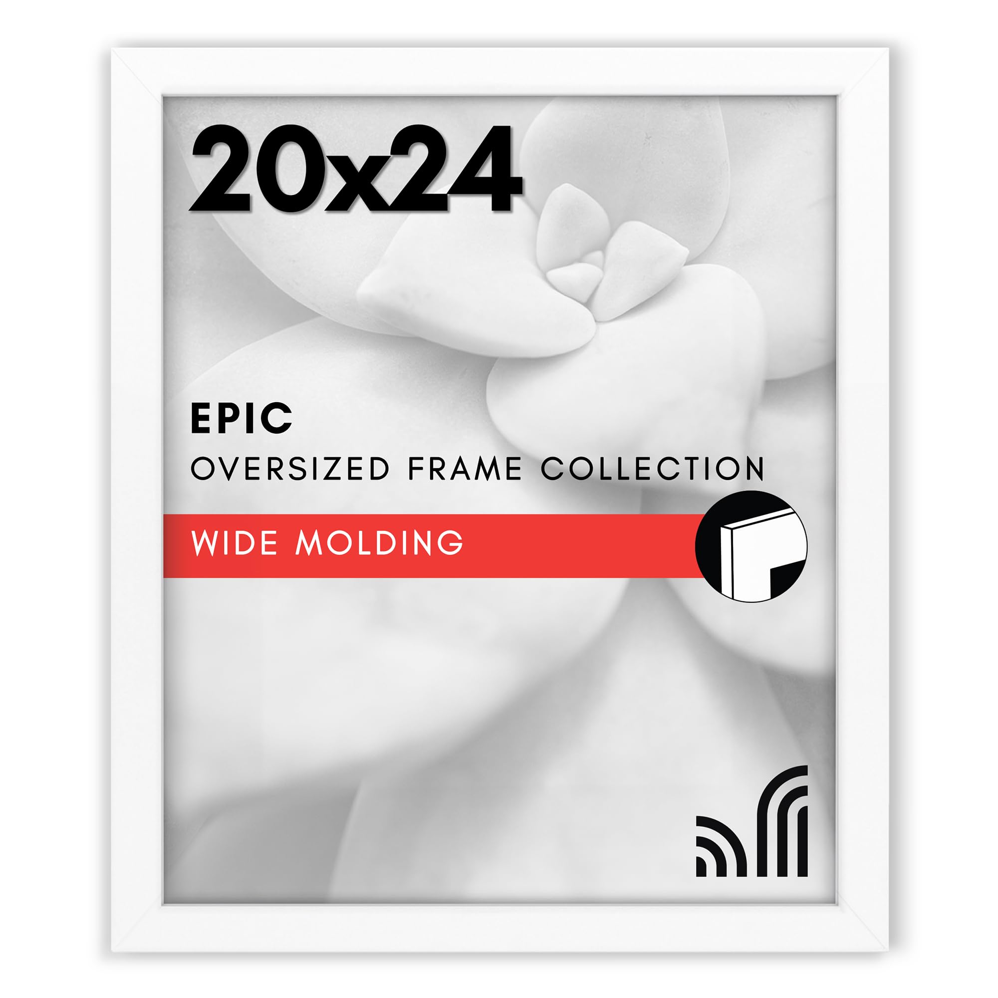 Photo 1 of *Frame cracked* Americanflat 20x24 Poster Frame - White Engineered Wood with Polished Plexiglass - Wide Picture Frame for Vertical or Horizontal Wall Display - Epic Collection - White