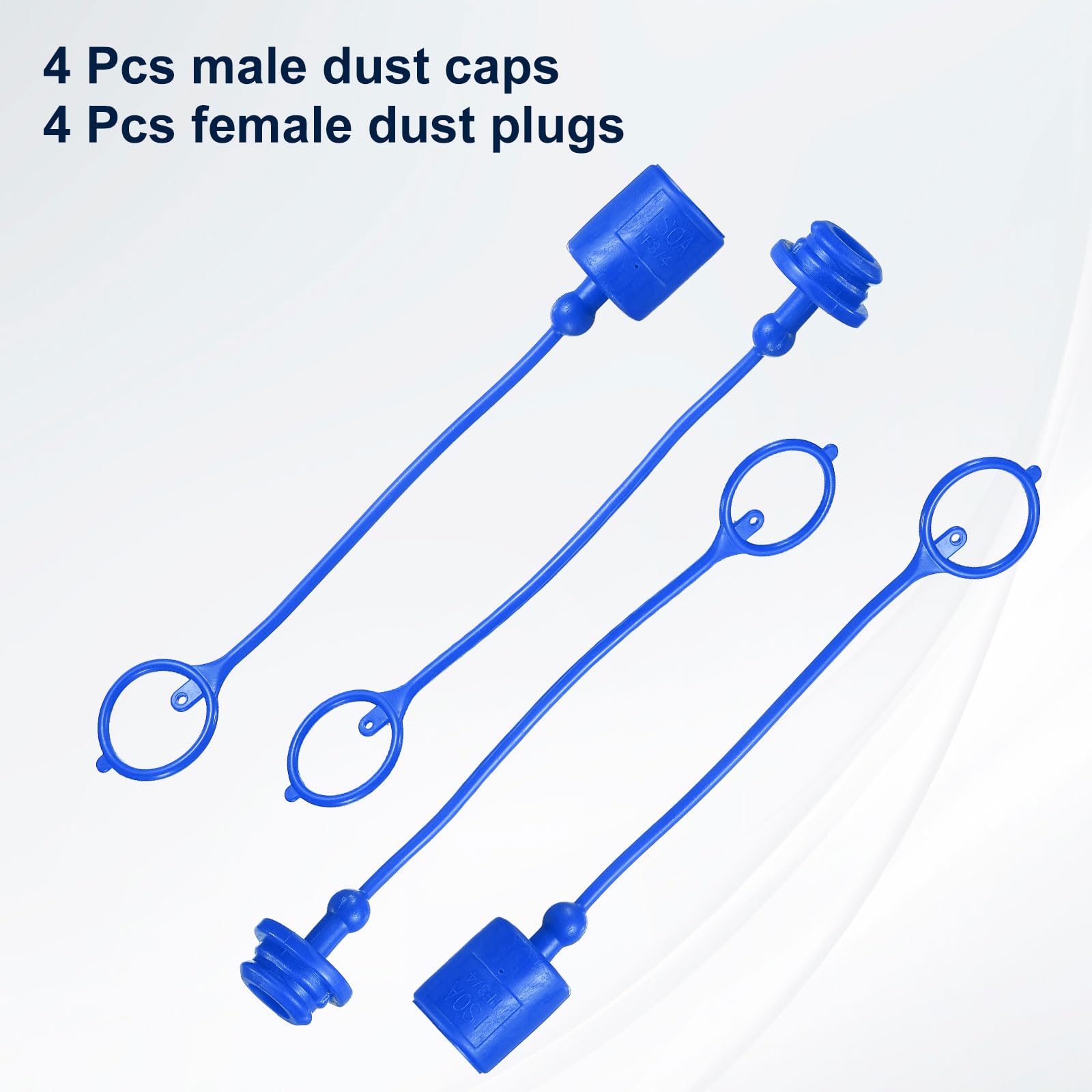 QUARKZMAN 4 Ensembles 3/4 Kit de Bouchon et Capuchon de Poussière pour Tuyau Hydraulique, Capuchon de Poussière ISO-A Mâle & Bouchon Femelle Couverture de Déconnexion, Bleu