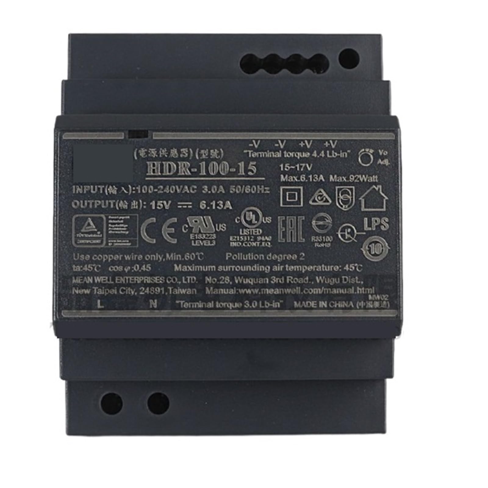 SWEWDSQG HDR-100-12N HDR-100-15N HDR-100-24N HDR-100-48N 85~100W urail power supply(HDR-100-48N)