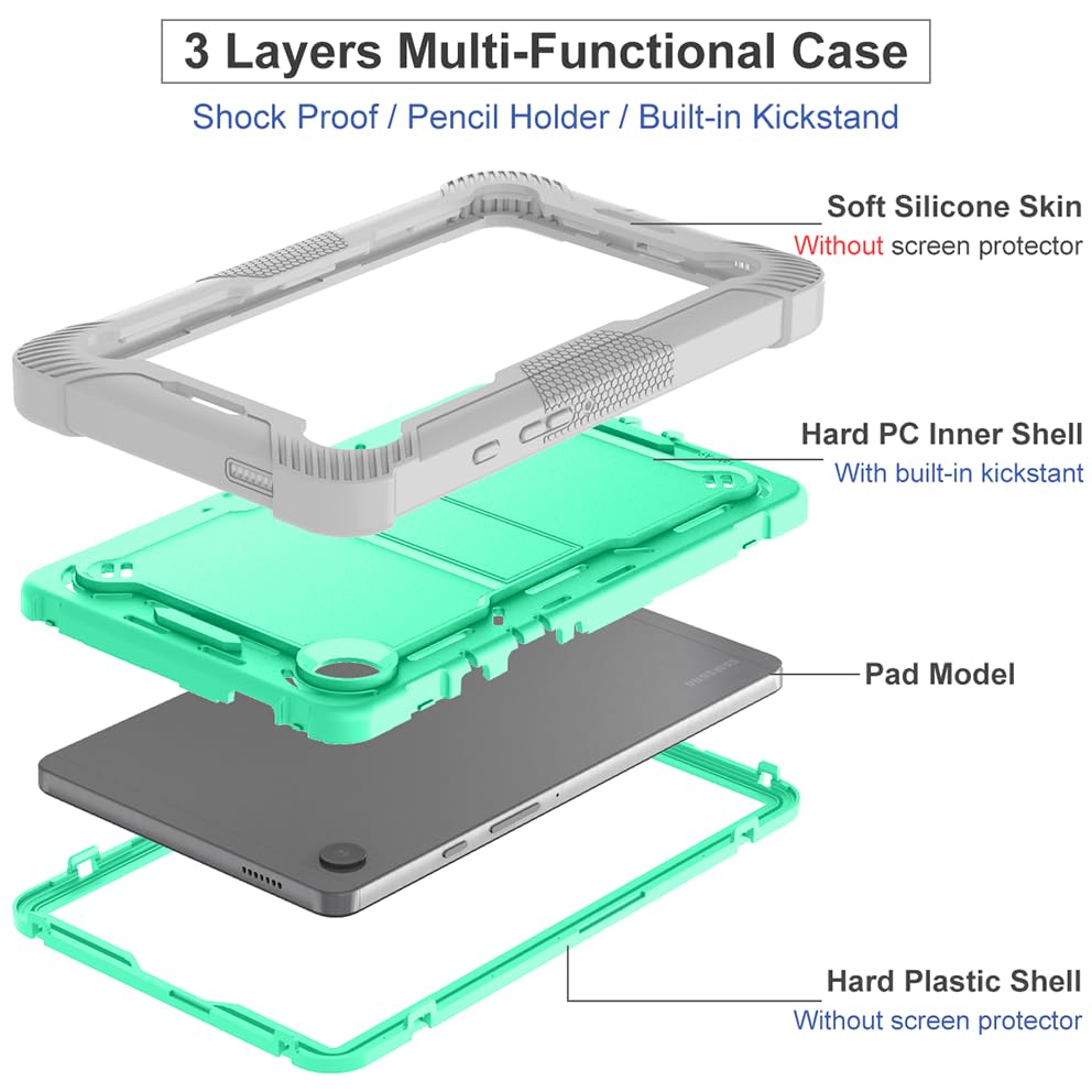 Image of ProElite Cover for Samsung Galaxy Tab A11 8.7 inch /A9 8.7 inch Case, Rugged Shockproof Heavy Duty Back Case Cover for Samsung Galaxy Tab A11 /A9 8.7 inch, Mint Grey