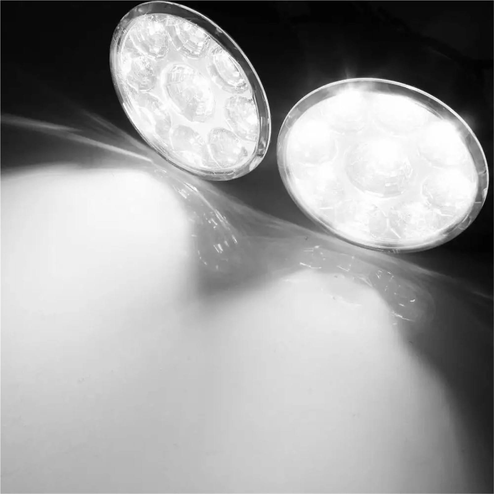 SANCAK Voiture Phare Avant 1 Paire Blanc 12V 9 LED Tête Ronde Brouillard Diurne Conduite Lumière DRL