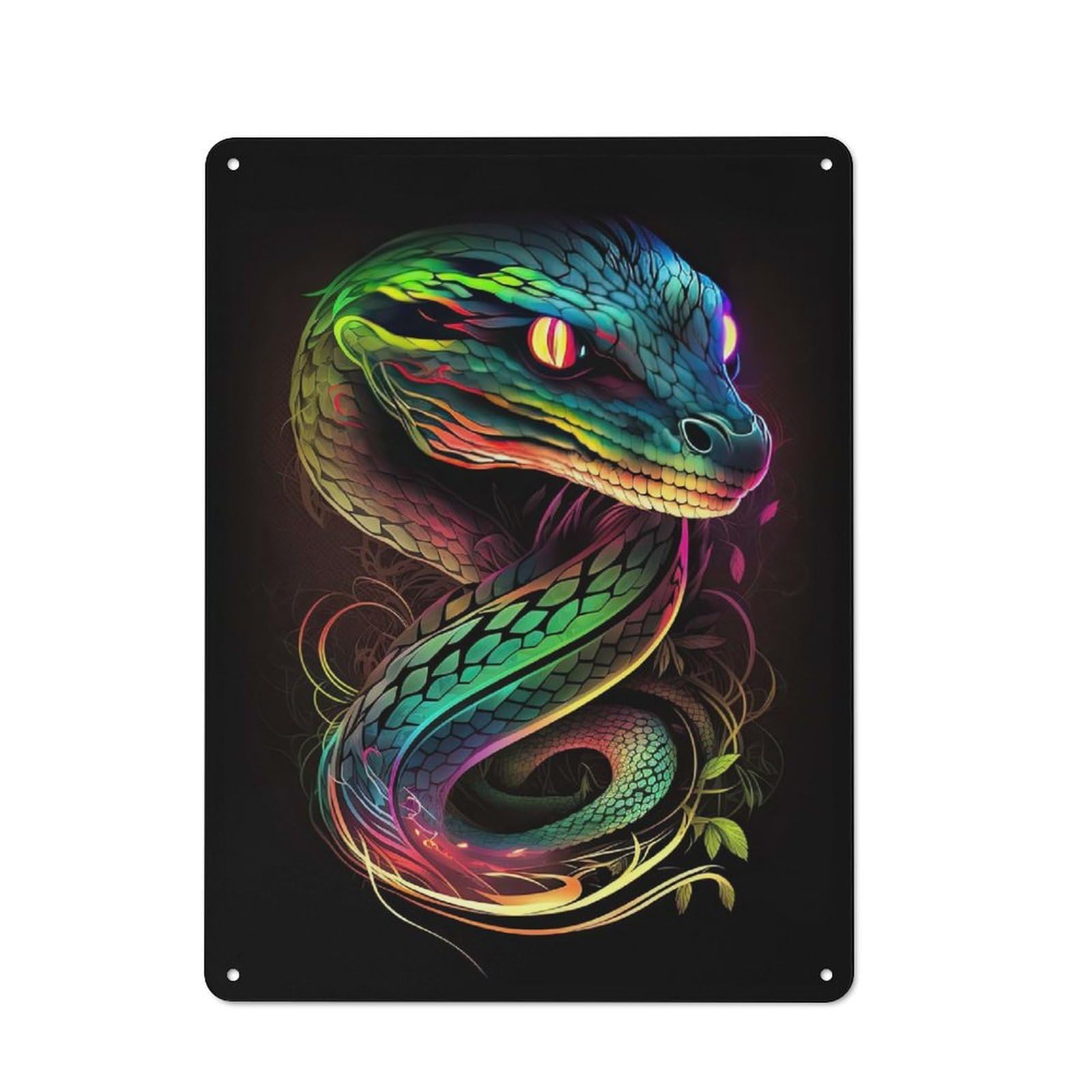 Junmoney Snake Neon Art Bistro Metal Sign 40X30cm, Vintage Cafe Wall Decor For Takeaway, Bar, Kitchen Or Counter Area