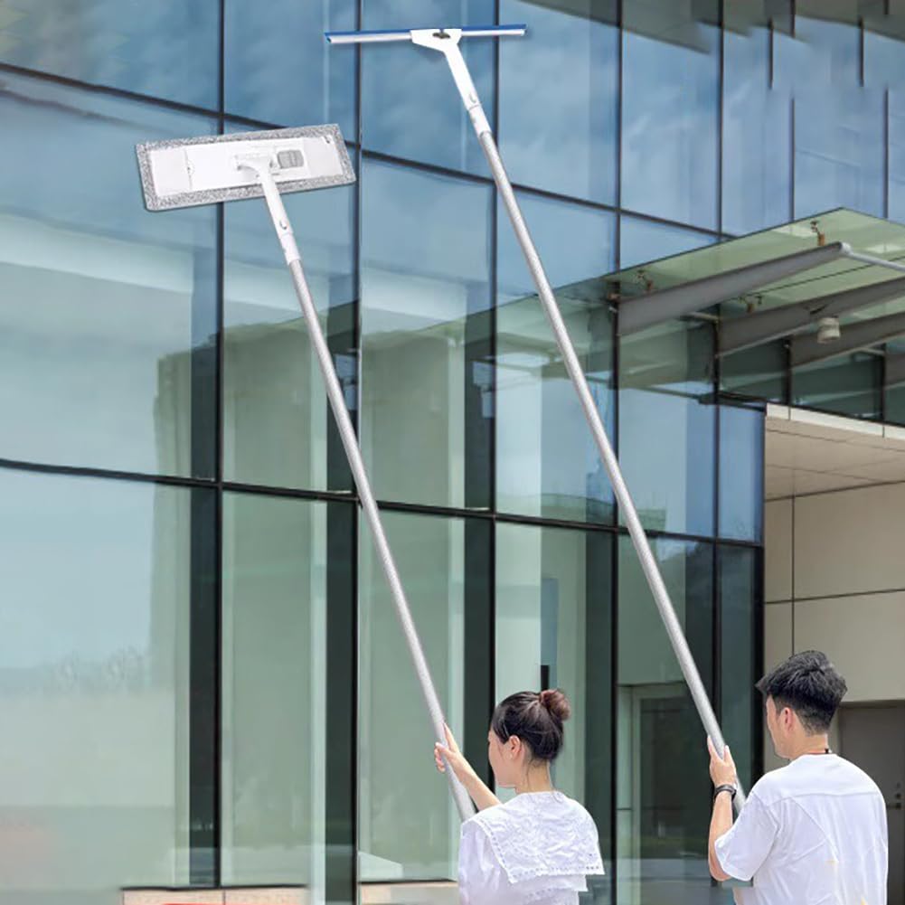 Limpiaparabrisas Alto para Interior Y Exterior con Poste Extensible De Aleación De Aluminio Y Raspador De 35 Cm, Paño De Limpieza Reemplazable,Pole Length 5.01m