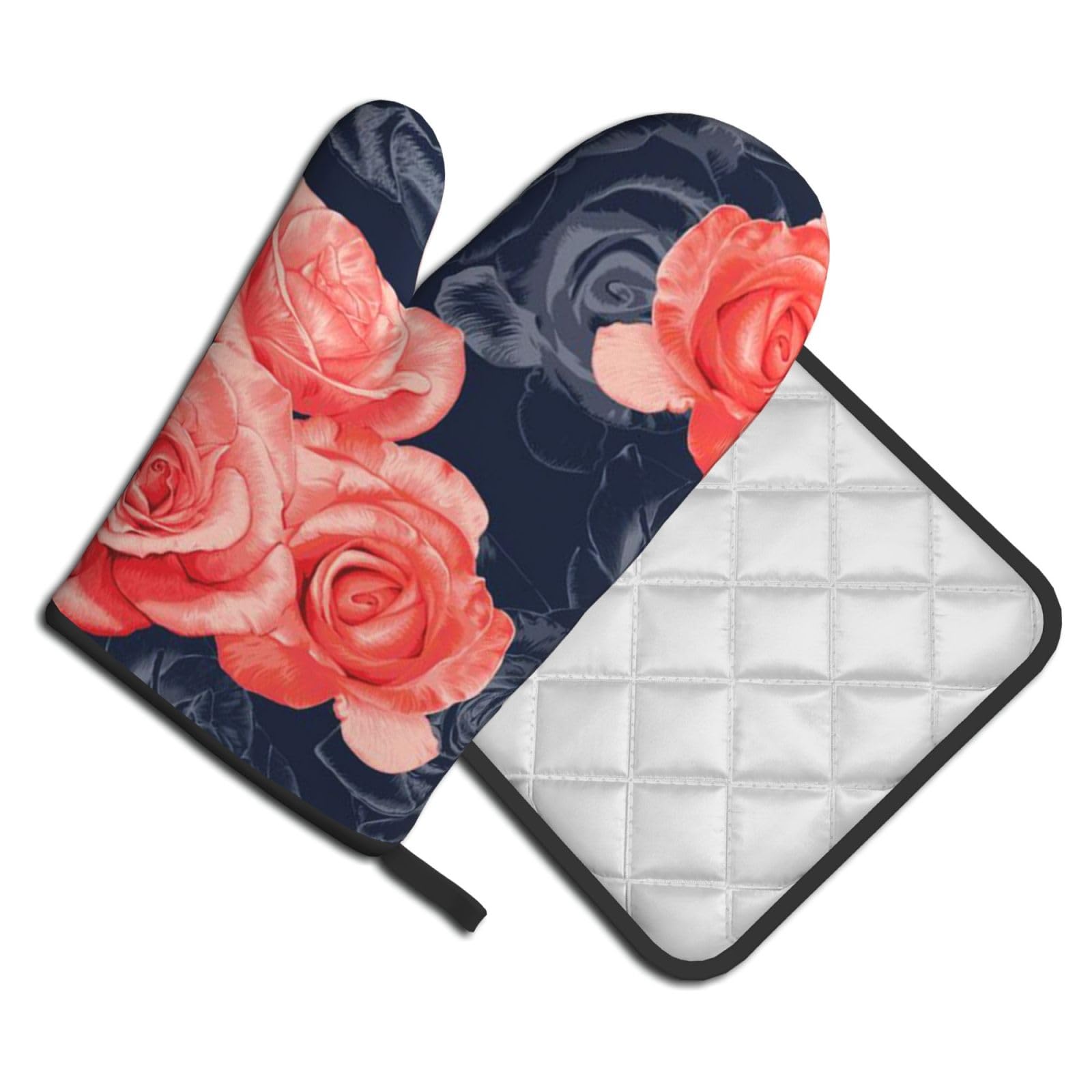 Oven Mitts and Pot Holders Set of 2 Pcs, Watercolor monstera pattern Printed Heat Resistant Kitchen Gloves Potholders for Cooking Baking Grilling