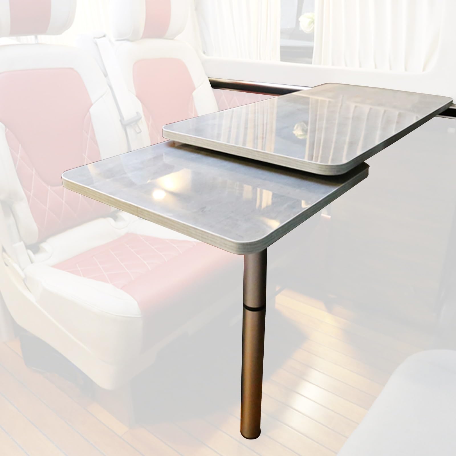 Wandklapptisch, Doppelschichtiger Drehbarer Klappbarer Esstisch, Ausziehbare Tischplatte Und Abnehmbare Beine, für Wohnmobile Und Wohnwagen, Wasser- Und Ölbeständig(Gray)