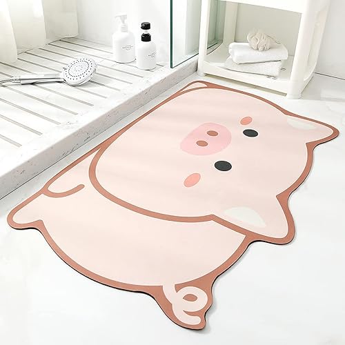 Miniatura 9 de Tyrafry Adorable alfombra de baño, súper absorbente, de secado rápido, bonito tapete de área de animales, tapete antideslizante para baño y cocina,