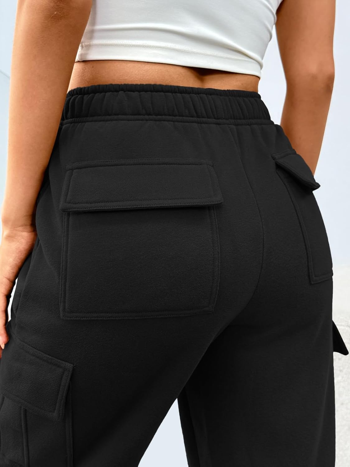 Trendy Queen Women's Cargo Sweatpants, Wide Leg Workwear Pants with Pockets & Elastic Waist, Casual Joggers for Travel - Image 5