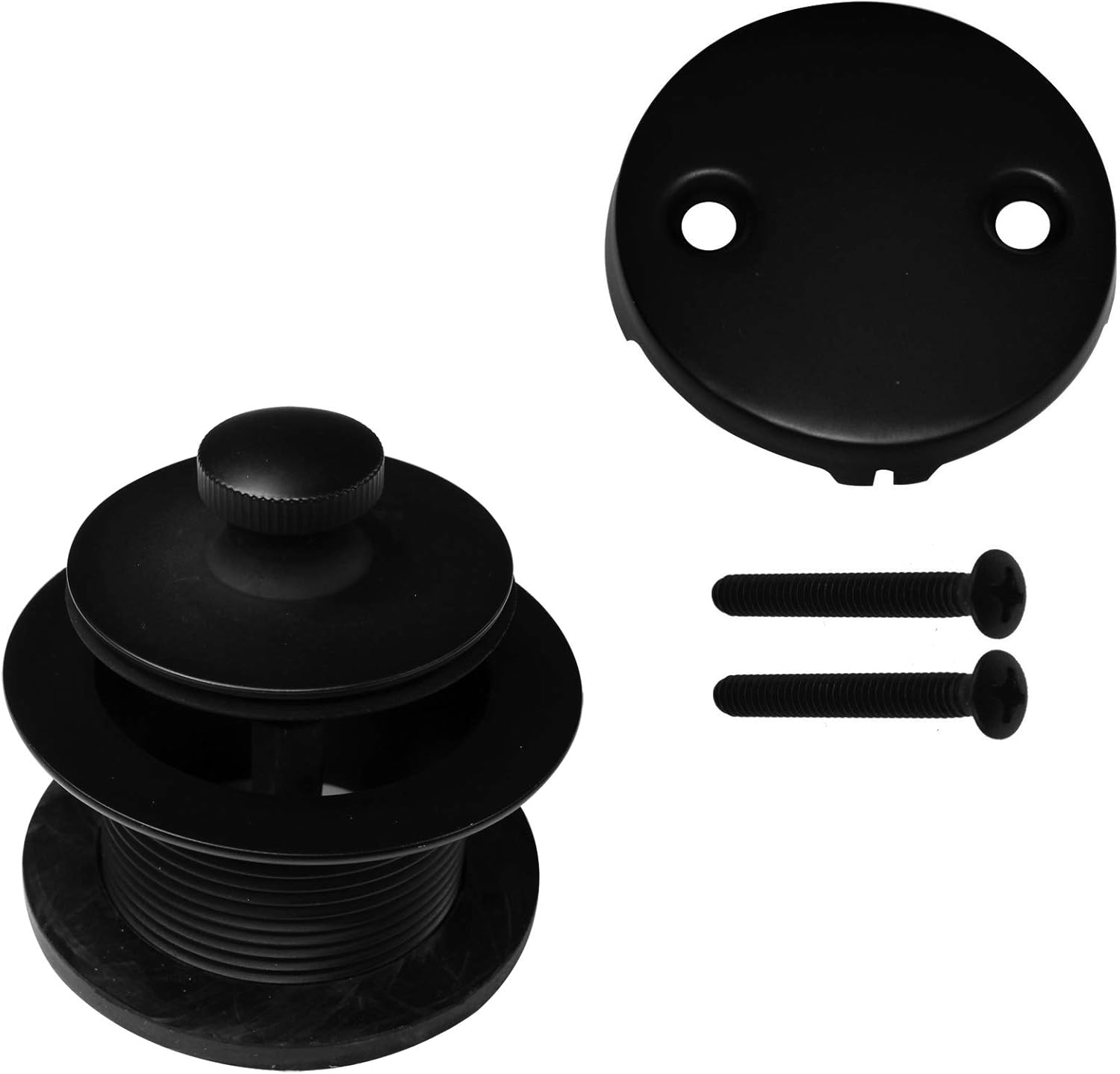 Westbrass Twist & Close Tub Trim Set with Two-Hole Overflow Faceplate, Matte Black, D94-2-62