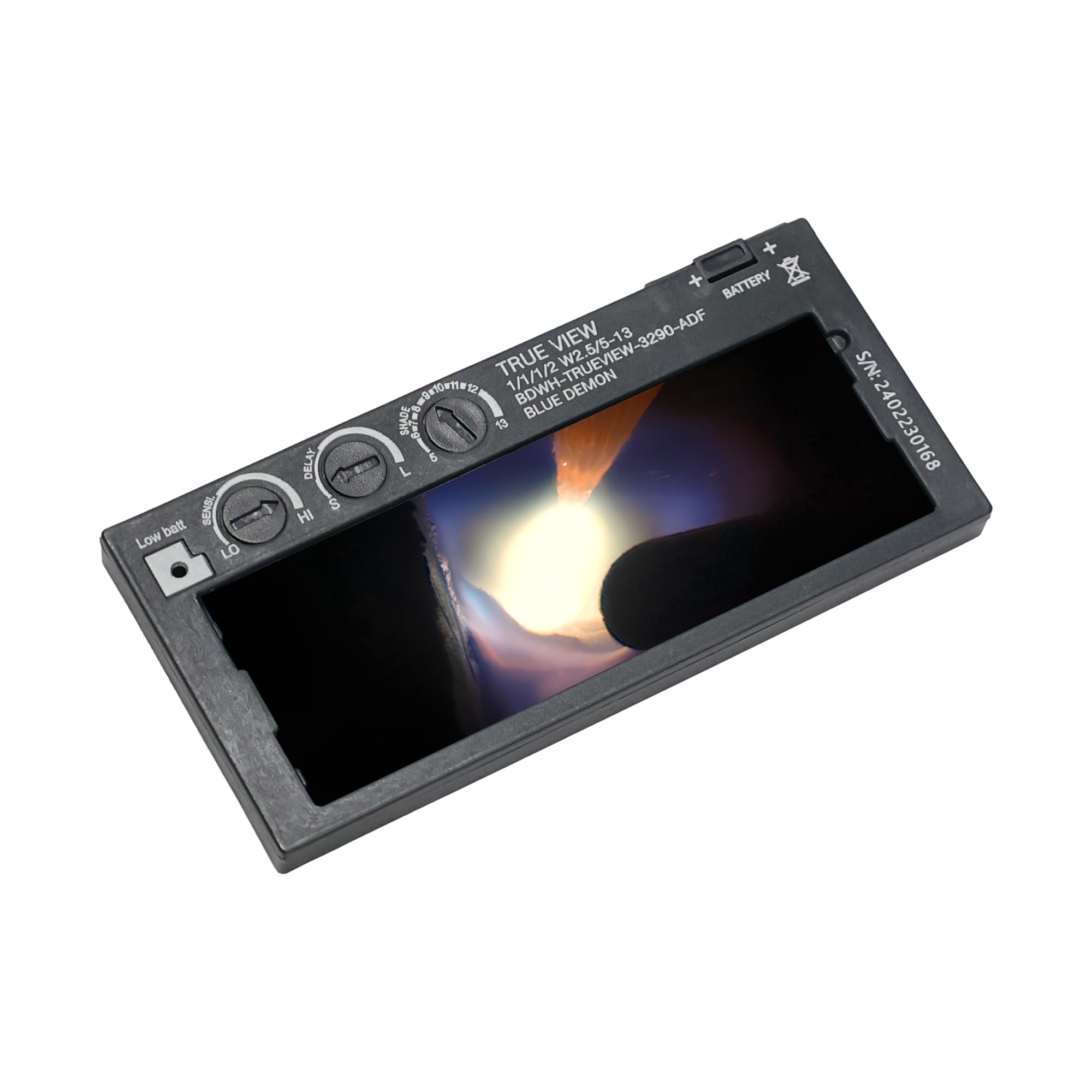 Blue Demon True View Realistic Color Auto Darkening Variable Shade Drop In Solar Powered Rechargeable Welding Hood Filter for 2 x 4.25 Inch Hoods