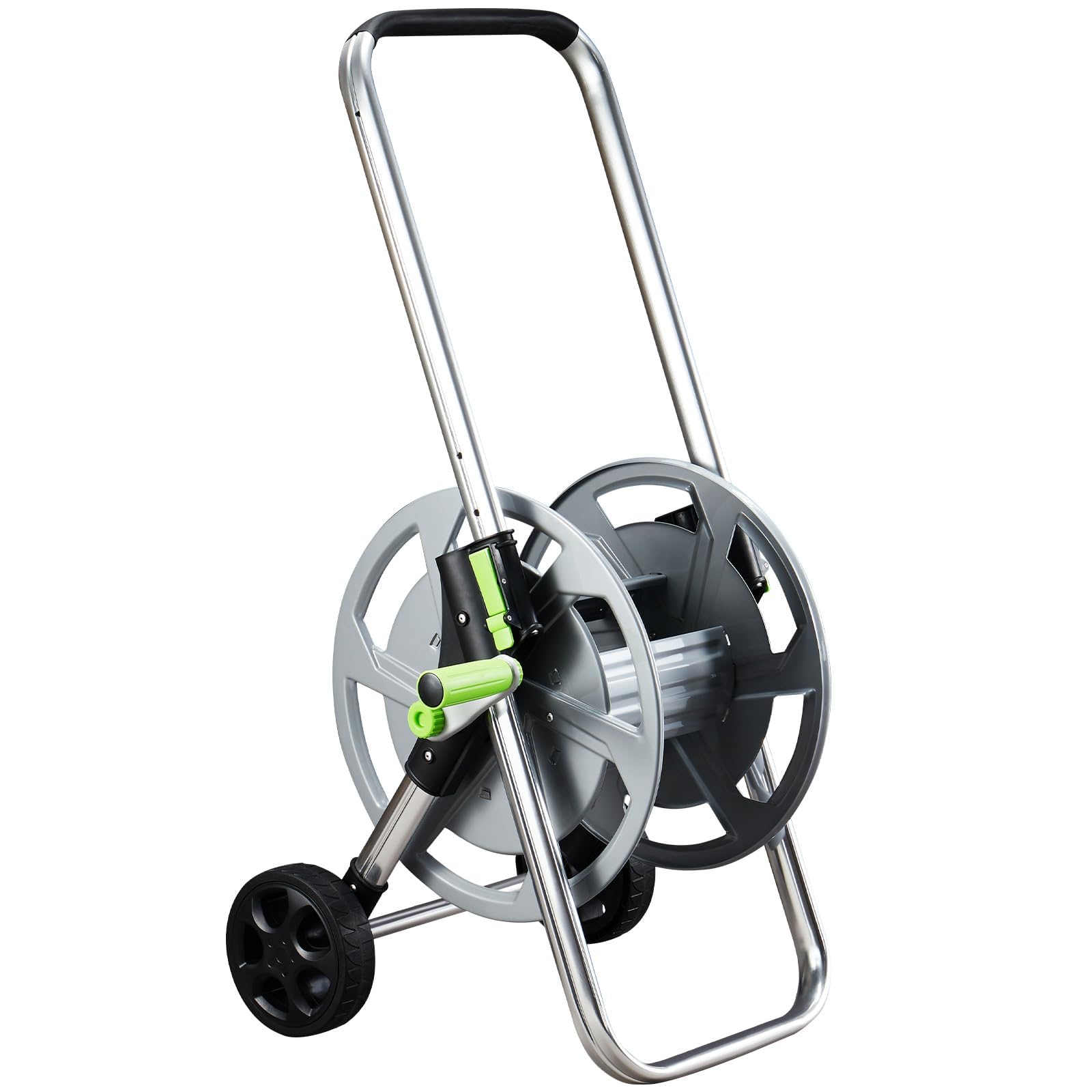 Hose Reel Cart Hold Up to 130 ft of 5/8 inch Hose Garden Water Hose Carts Mobile Tools with 2 Wheels, Heavy Duty Powder-coated Steel Outdoor Planting with Storage Basket, for Garden, Yard, Lawn