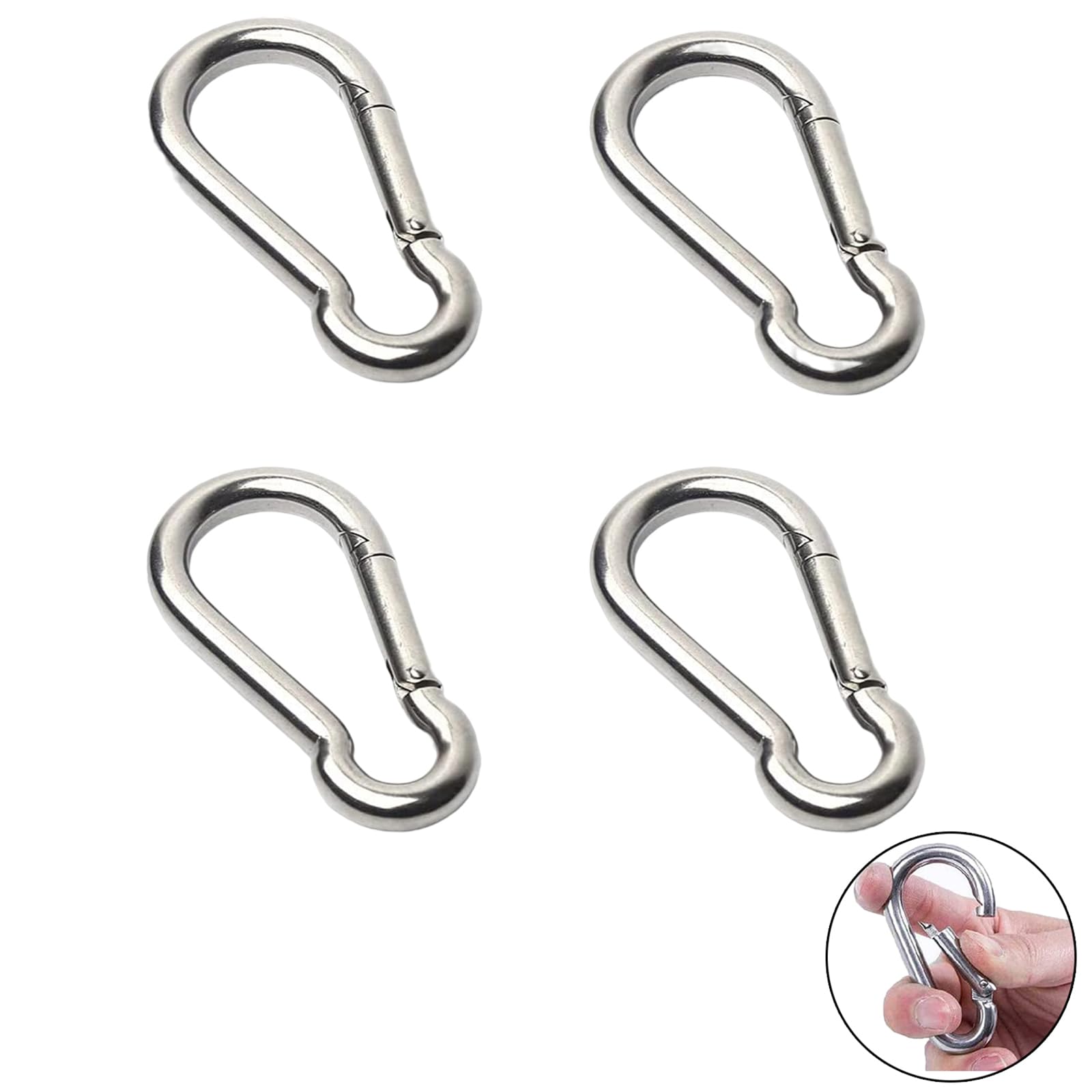 Stainless Steel Carabiner Spring Snap Hook - 304 Stainless Steel Heavy Duty Clips, Carabiner Outdoor, Spring Snap Hook
