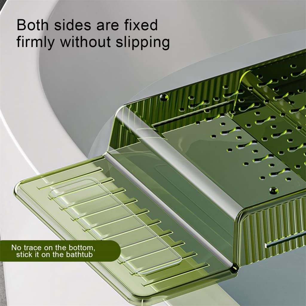 Bandeja extensible para bañera, estante de gran capacidad con drenaje rápido, ideal para relajación y experiencia de spa