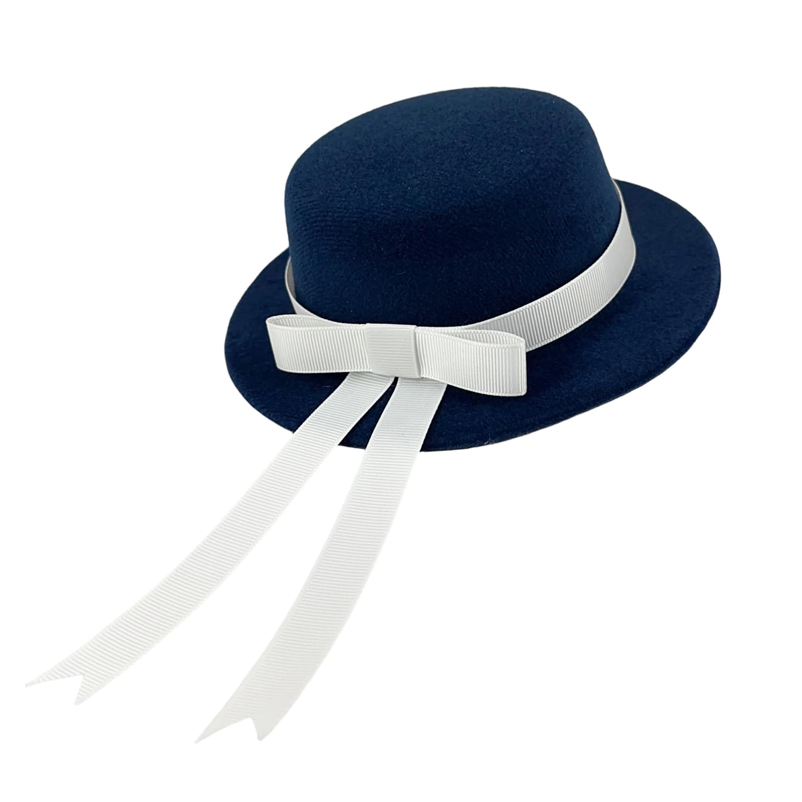 Jazuaiao Tiny Felt Hat with Ribbon Miniature Doll Hat Decoration for Costume Crafting Sewing Project Clothing Decoration Accessories
