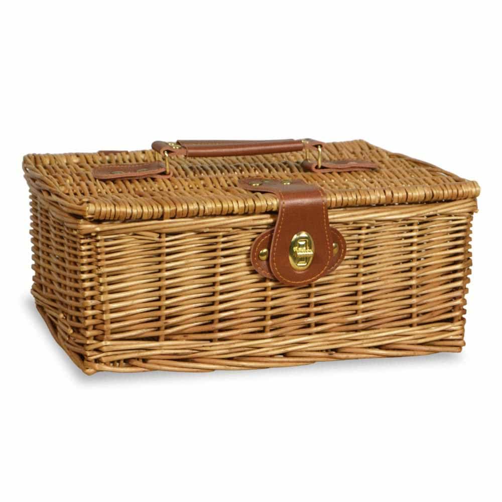 Cesta contenedor baúl de mimbre natural con asa 30 x 21 x h 13 cm