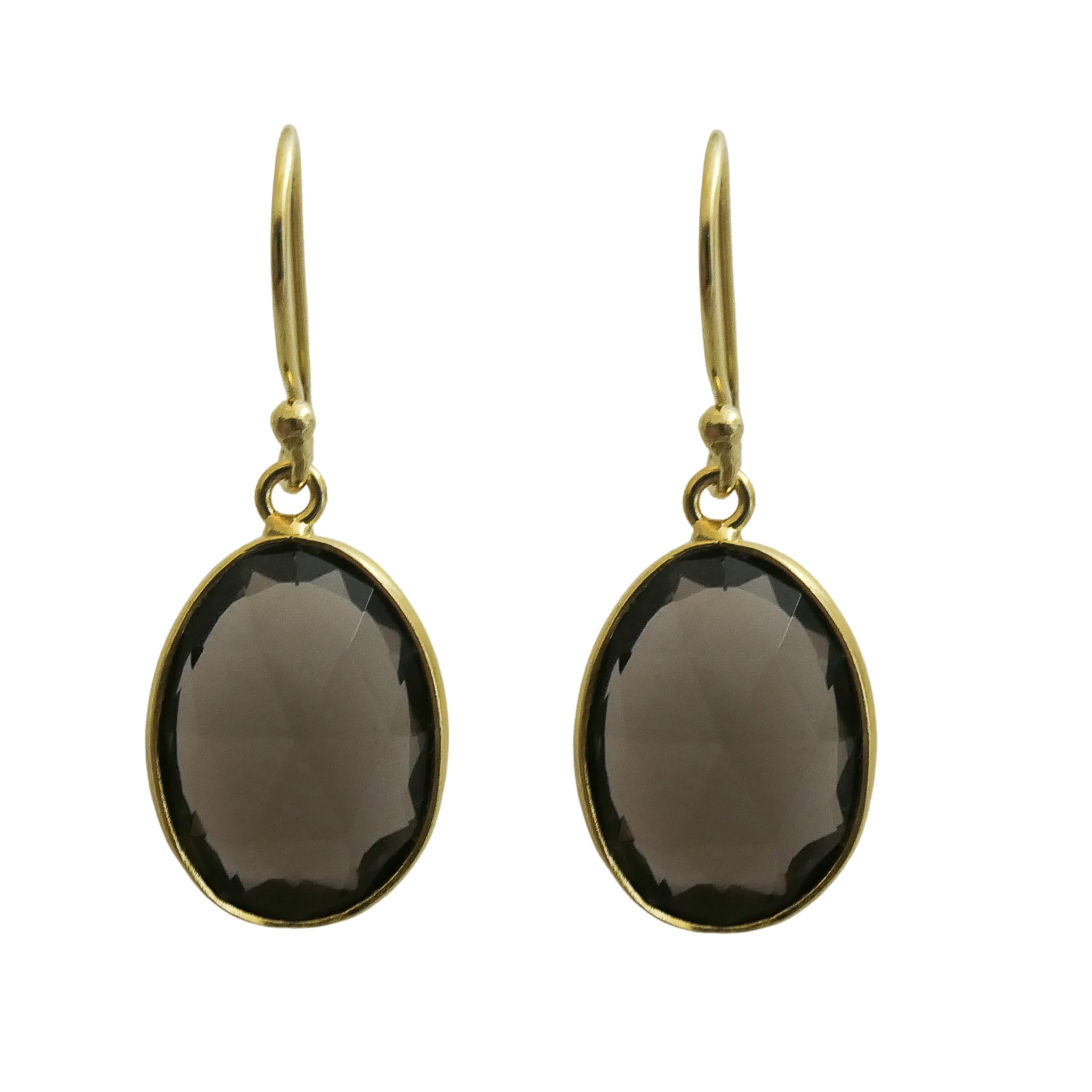 Rauchquarz Vergoldet 925 Silber Ohrringe - Natürlicher Edelstein - Geburtstagsgeschenk - Handgefertigte Geschenkideen für Frauen