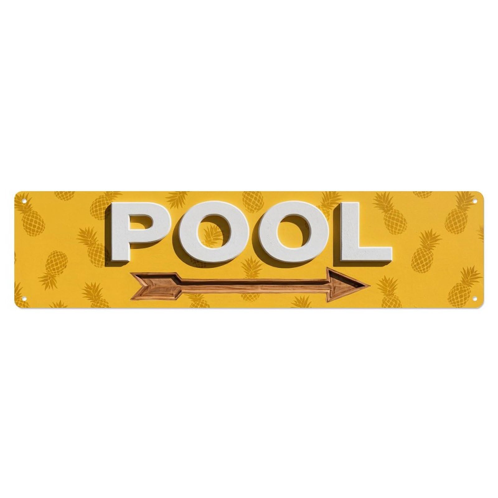 Okahys 4X16inch(10X40cm) Swimming Pool Tropical Pineapple Metal Tin Sign