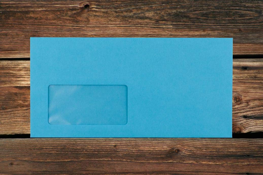 Blaue Elco Color Briefumschläge mit Fenster (lasertauglich) / 114 x 229 mm (DL) / mit Abziehstreifen/haftklebend / 250 Stück