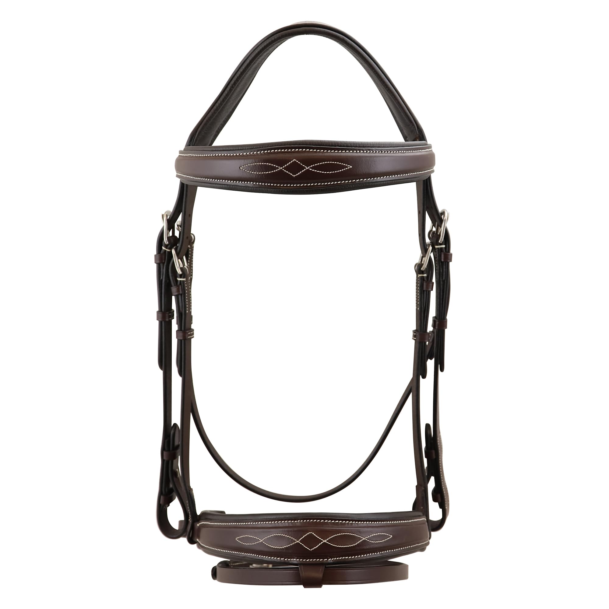 Grewal Equestrian Munich Square Raised Leather Bridle, English Horse Tack (Full)