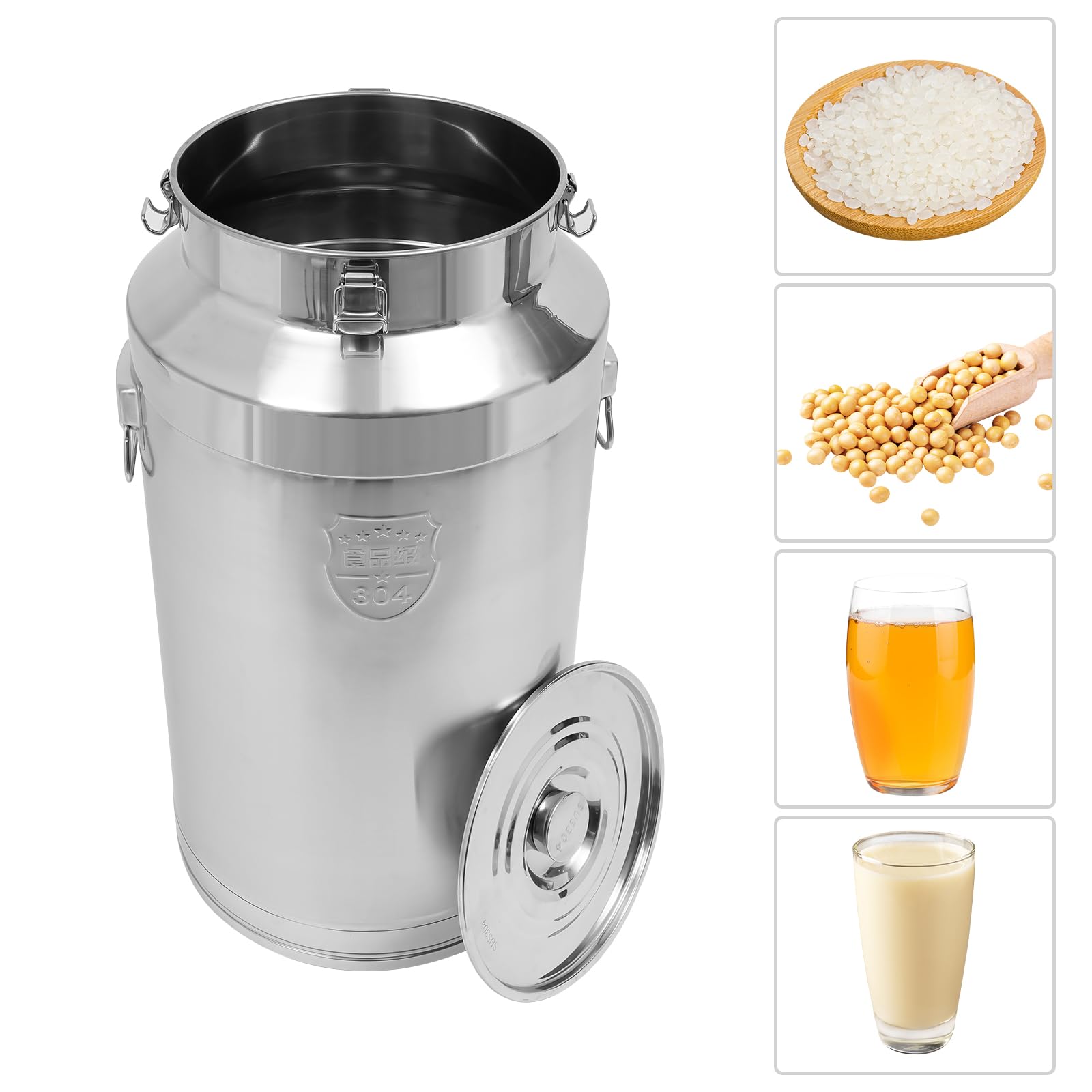 AYCDL Milk Jug,Pail Milk Can Bucket,88L/23.25Gallon Heavy Duty Jug Bucket Transport Container Bottle Stainless Steel with Sealed Lid for and Liquid Storage,88L/23.25Gal