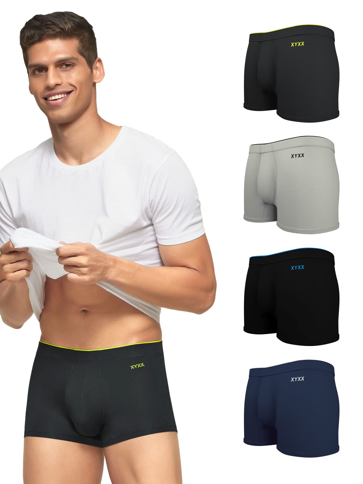 XYXX Men's Uno Micromodal Antimicrobial Trunks Blue (Pack of 5) - Image 1