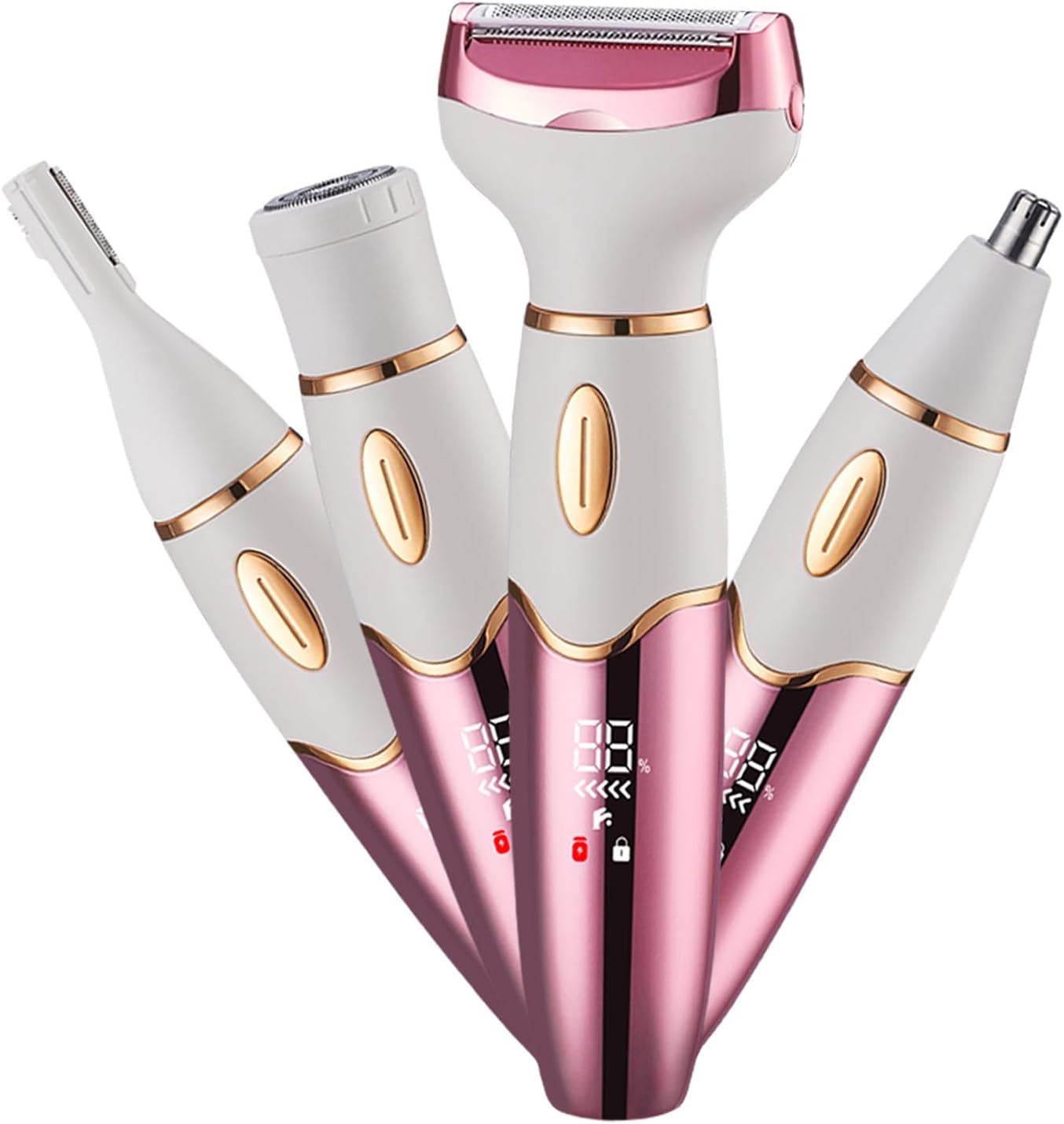 Electric Razors for Women, 4 in 1 Electric Shaver for Women, Wet & Dry Ipx7 Waterproof Bikini Trimmer and Facial Hair Remover, Painless Ladies Body Razors for Nose Eyebrow Arms Armpit Legs Pubic Area