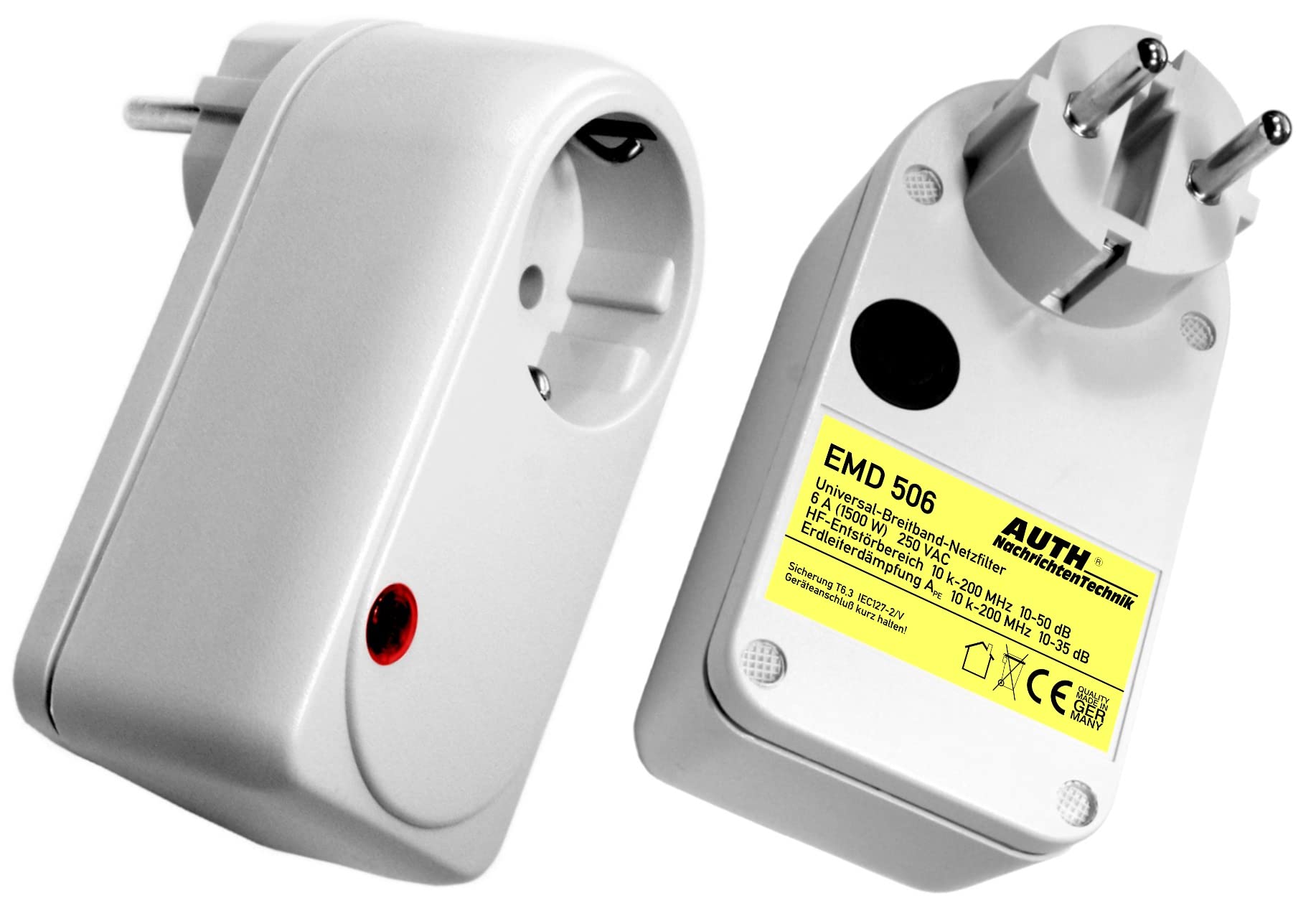 AUTH - Filtro de red universal para banda ancha (6 A, 10 K-200 MHz, color gris claro)