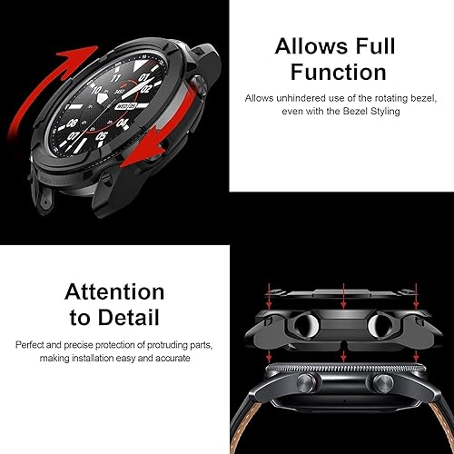 Miniatura 2 de Funda compatible con Samsung Galaxy Watch 6 Classic de 1.73 pulgadas y 1.77 pulgadas, carcasa de borde completo con anillo de bisel protector para