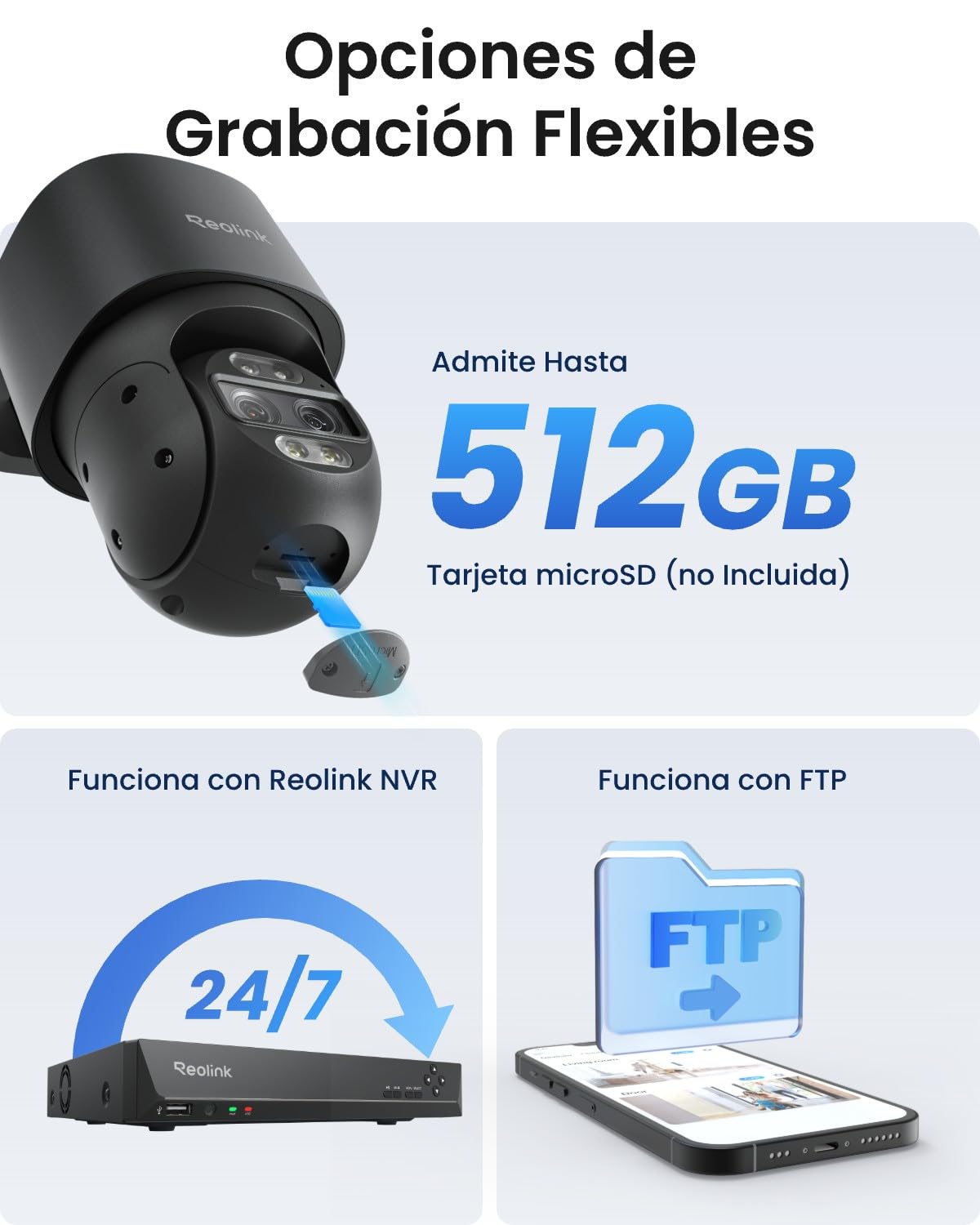 Reolink 4K 8MP PTZ Camara Vigilancia, Zoom Híbrido 6X, TrackMix PoE Gris | Doble Lente, 355° Pan y 90° Tilt, Color Visión Nocturna, Detección Inteligente, Seguimiento Automático, Audio Bidireccional