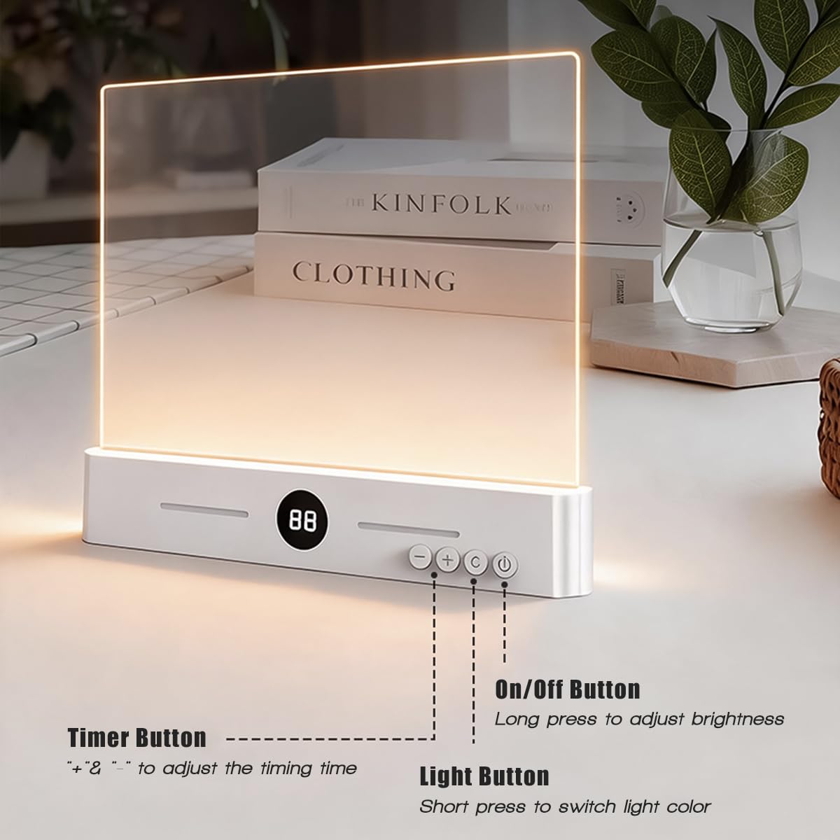 Luce per libro piatta, aggiornamento 2026, scatola del tesoro, lettura a letto di notte con 3 colori e timer, lampada a pannello dimmerabile, luce a pagina intera, regalo per gli amanti dei