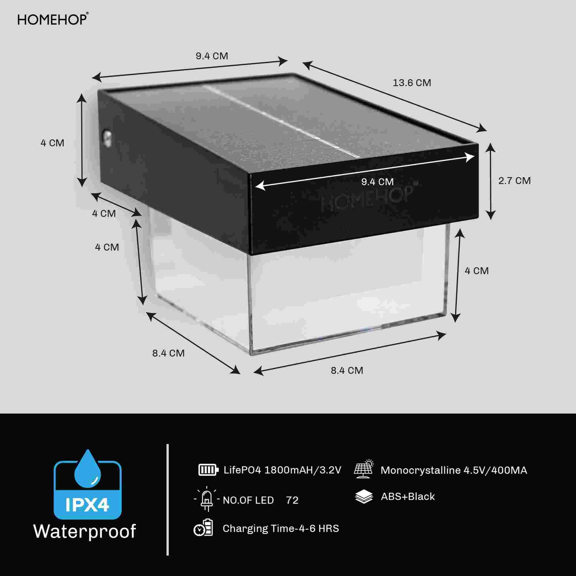 Homehop Solar Wall Light - Outdoor Garden Decor -8