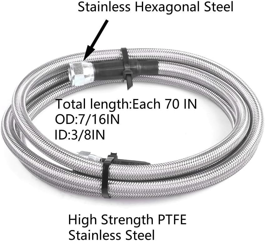 6AN 70" Transmission Cooler Hose Kit for GM Chevy Transmission 4L80E TH350 TH400 4L60E 700R4 200-4R TR6060 Ford AOD 4R100 4R70W and C5,Stainless Steel Braided Lines