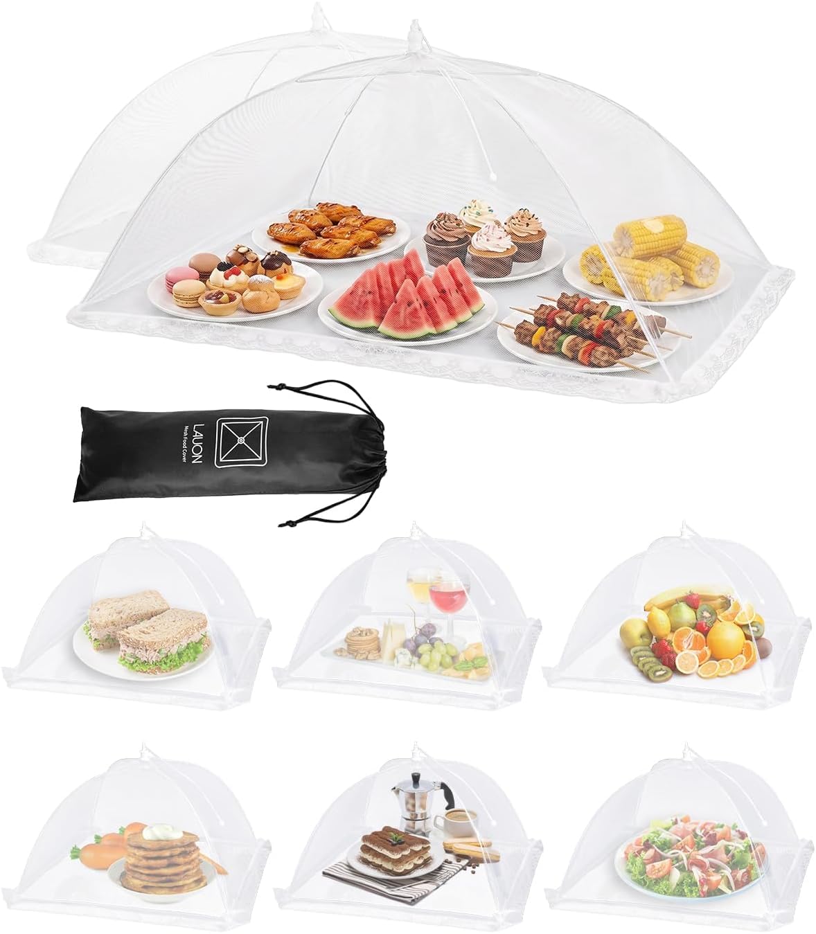 Photo 1 of Lauon Food Covers - 2 Extra Large & 6 Large Mesh Tents