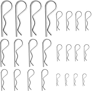 24PCS Cotter Pins, Zinc Plated Steel Spring Fastener Assortment Kit, Heavy Duty Cotter Hairpin for Hitch Pin Lock System, Multiple Sizes M1.2 - M3